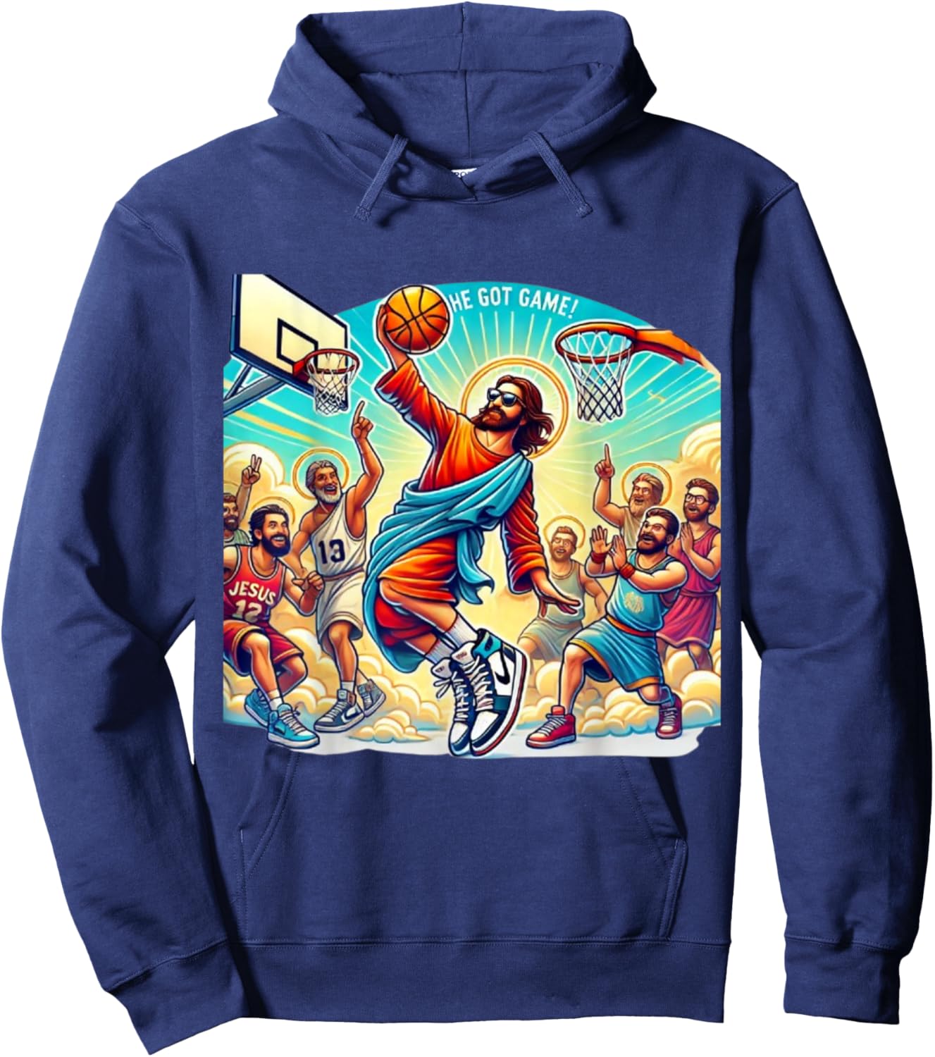 Ballin with the Messiah Join the Jesus Basketball Community Hoodie - Hoodie | Navy