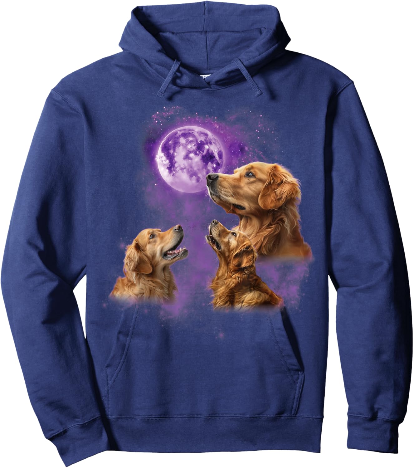 Funny Golden Retriever T Shirt - Howling at the Moon Hoodie - Hoodie | Navy