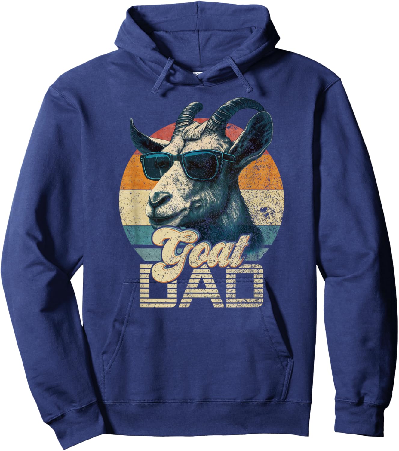 Vintage Retro Goat Dad Best Goat Daddy Funny Fathers Day Hoodie - Hoodie | Navy