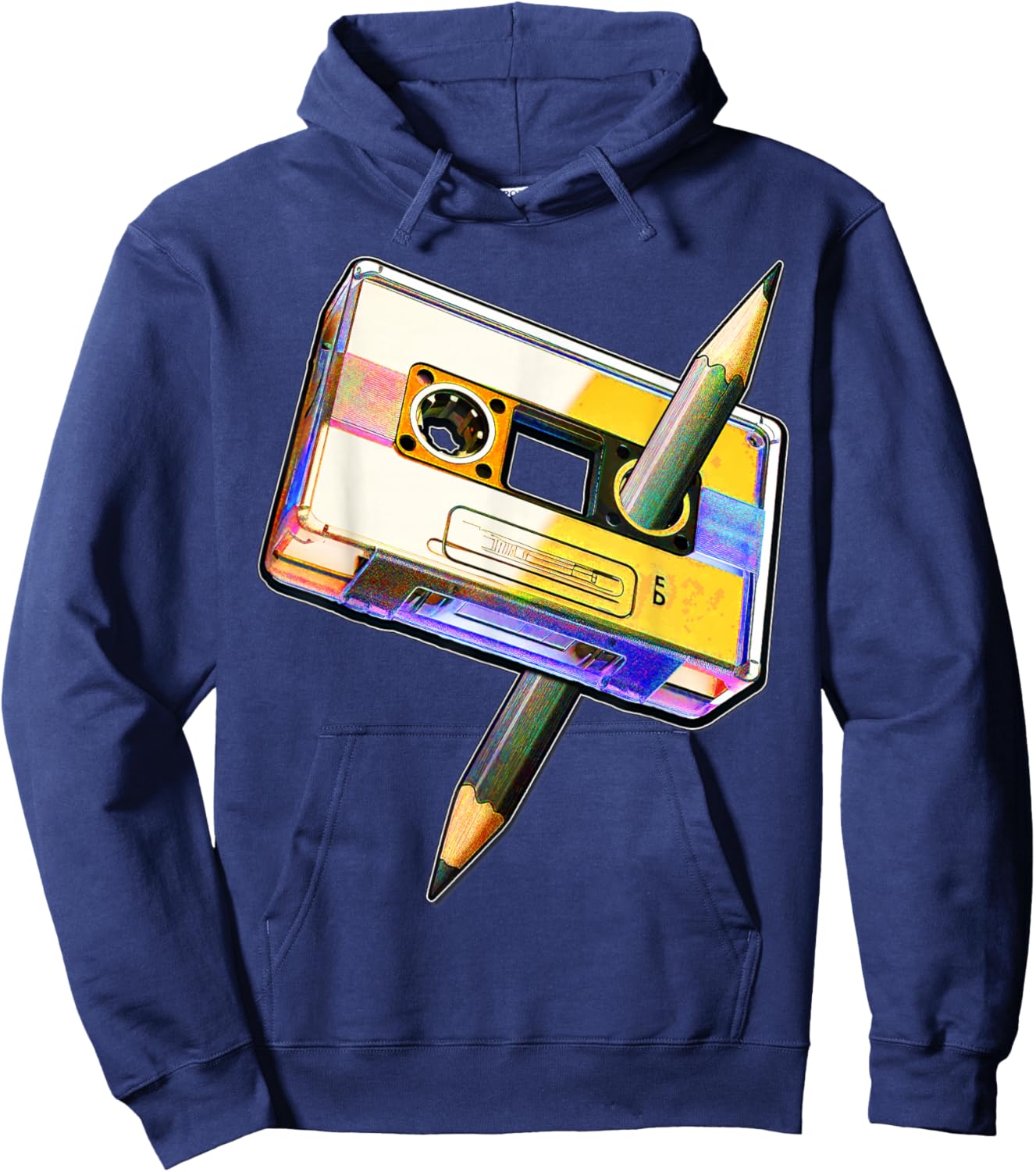 80s Cassette Tape Pencil 1980s Retro Vintage Music Mixtape Hoodie - Hoodie | Navy