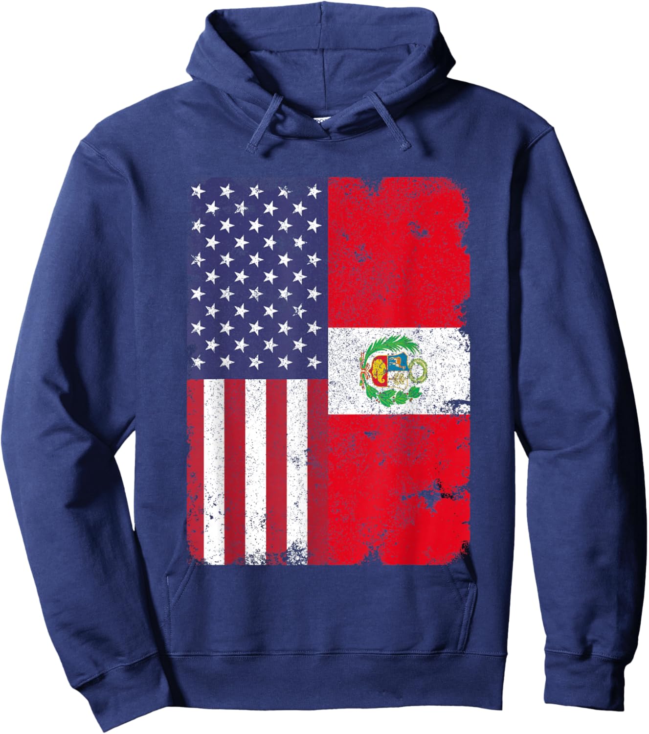 Peru Peruvian American Flag Pride Patriotic Vintage Hoodie - Hoodie | Navy