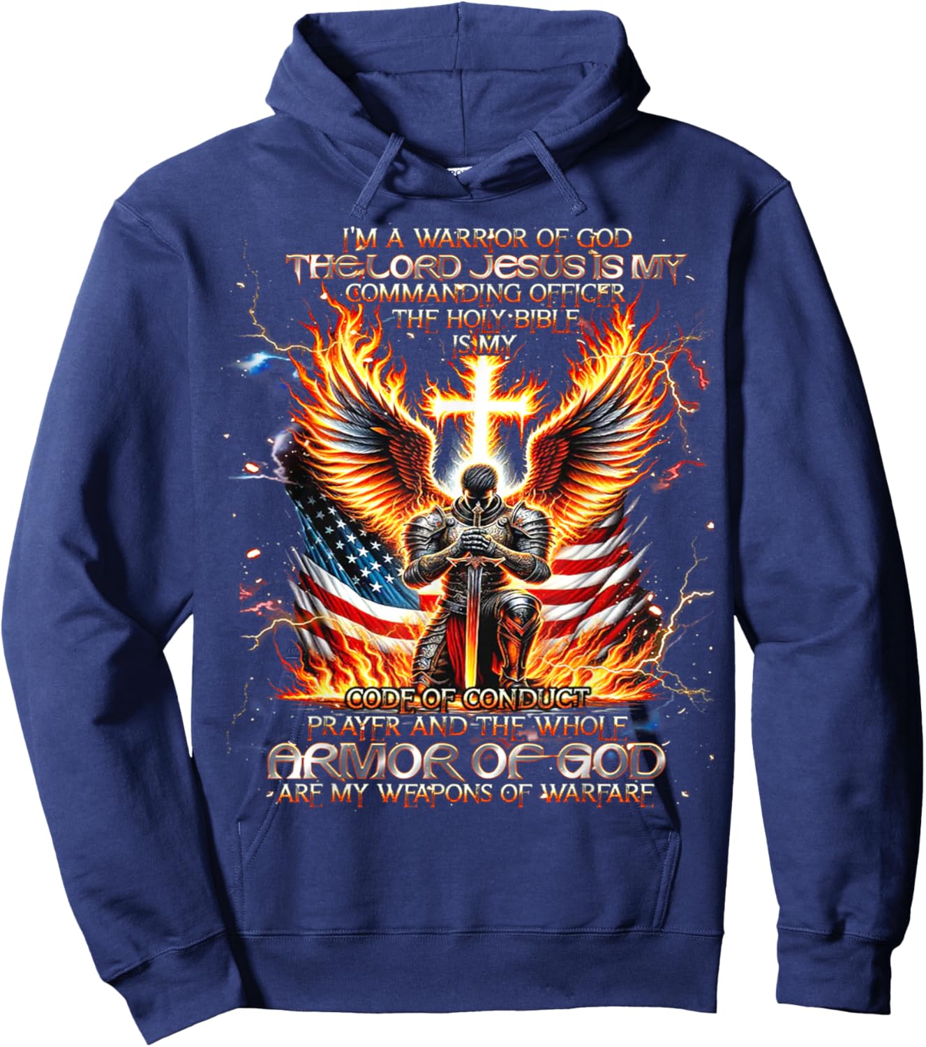 I'm A Warrior of God The Lord Jesus is My Commanding- Knight Hoodie - Hoodie | Navy