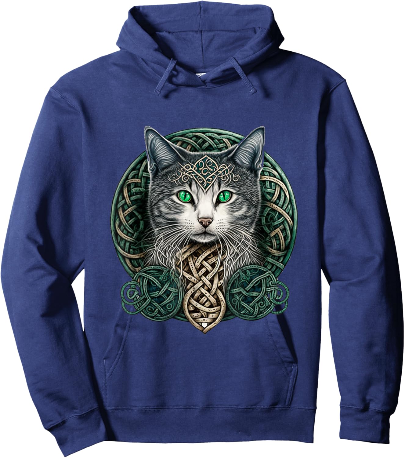 Celtic Cat | Scottish | Celtic Knots | Wiccan | Pagan Witch Hoodie - Hoodie | Navy
