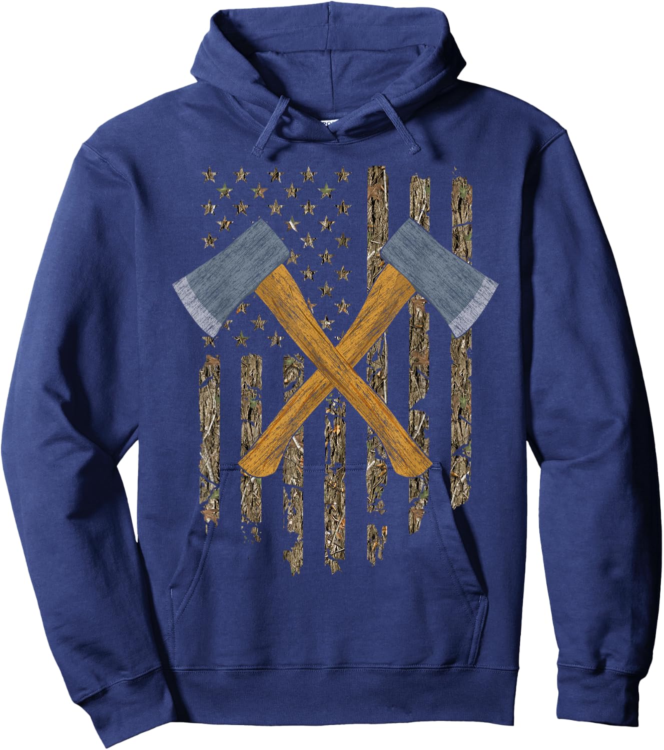 Axe Throwing Hatchets American Flag Tree Camouflage Vintage Hoodie - Hoodie | Navy