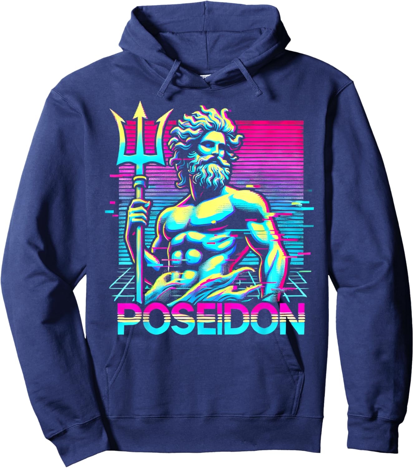 Poseidon Greek Mythology Ancient Greece Vaporwave style Hoodie - Hoodie | Navy