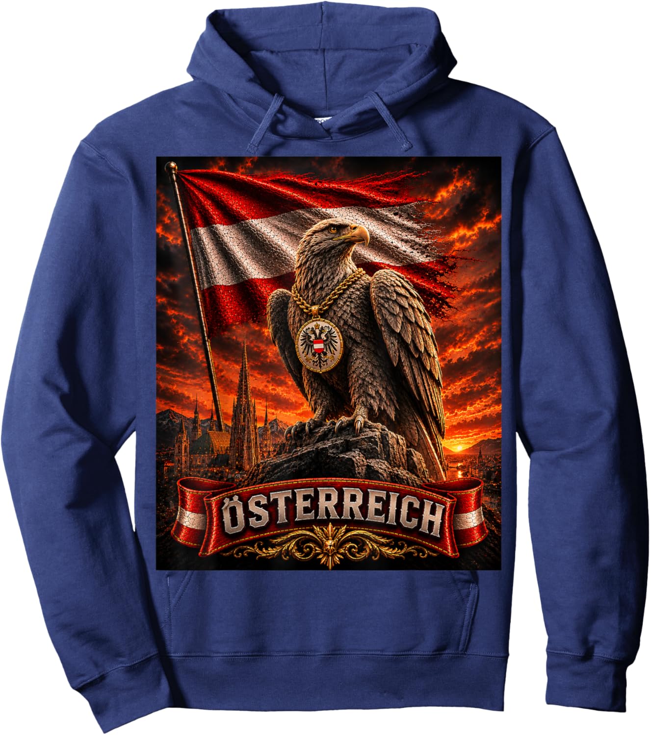 Österreich Shirt Herren & Damen Trikot Austria Adler Hoodie - Hoodie | Navy