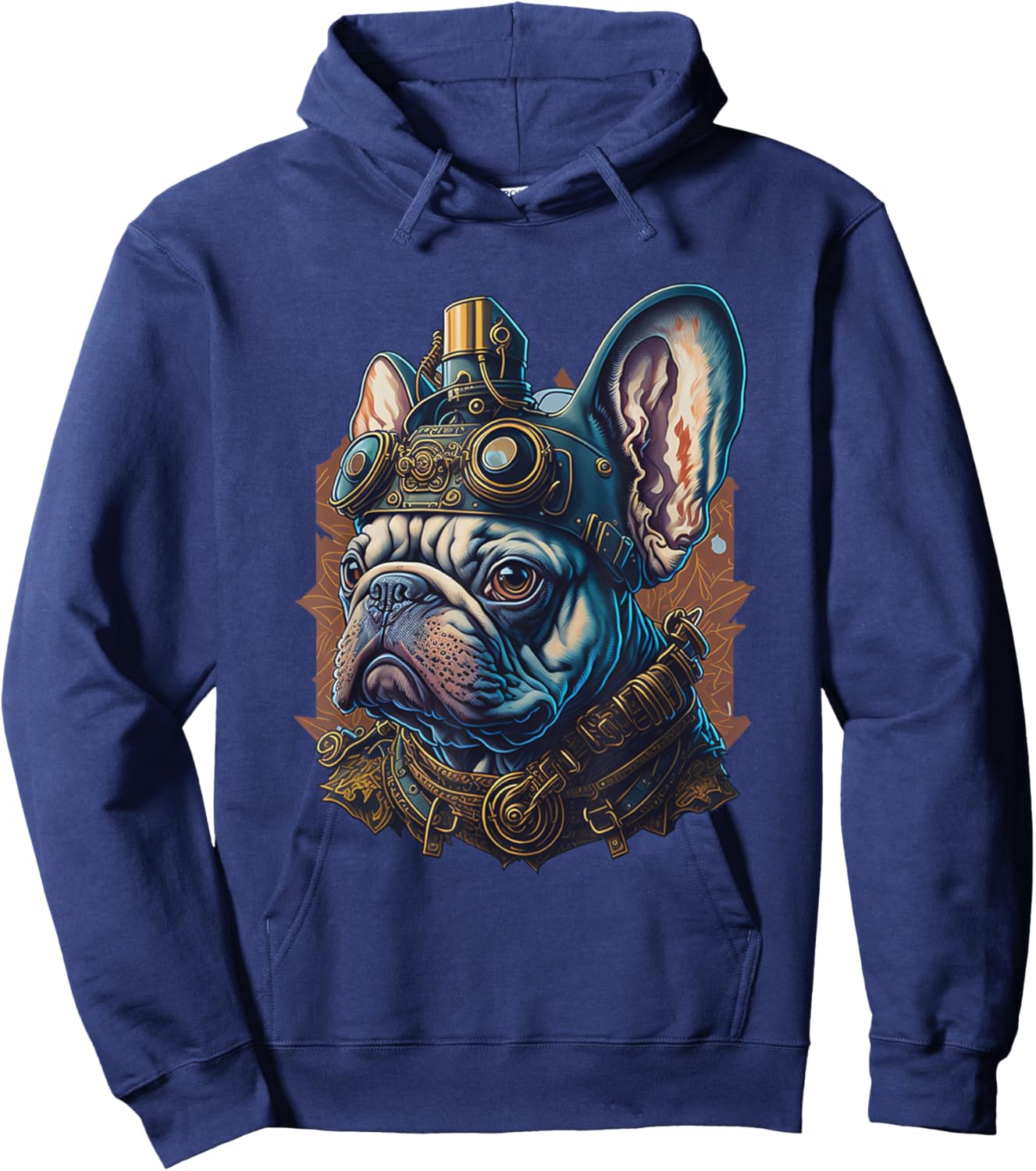 French Bulldog Dogs Steampunk Vintage Machines Hoodie - Hoodie | Navy