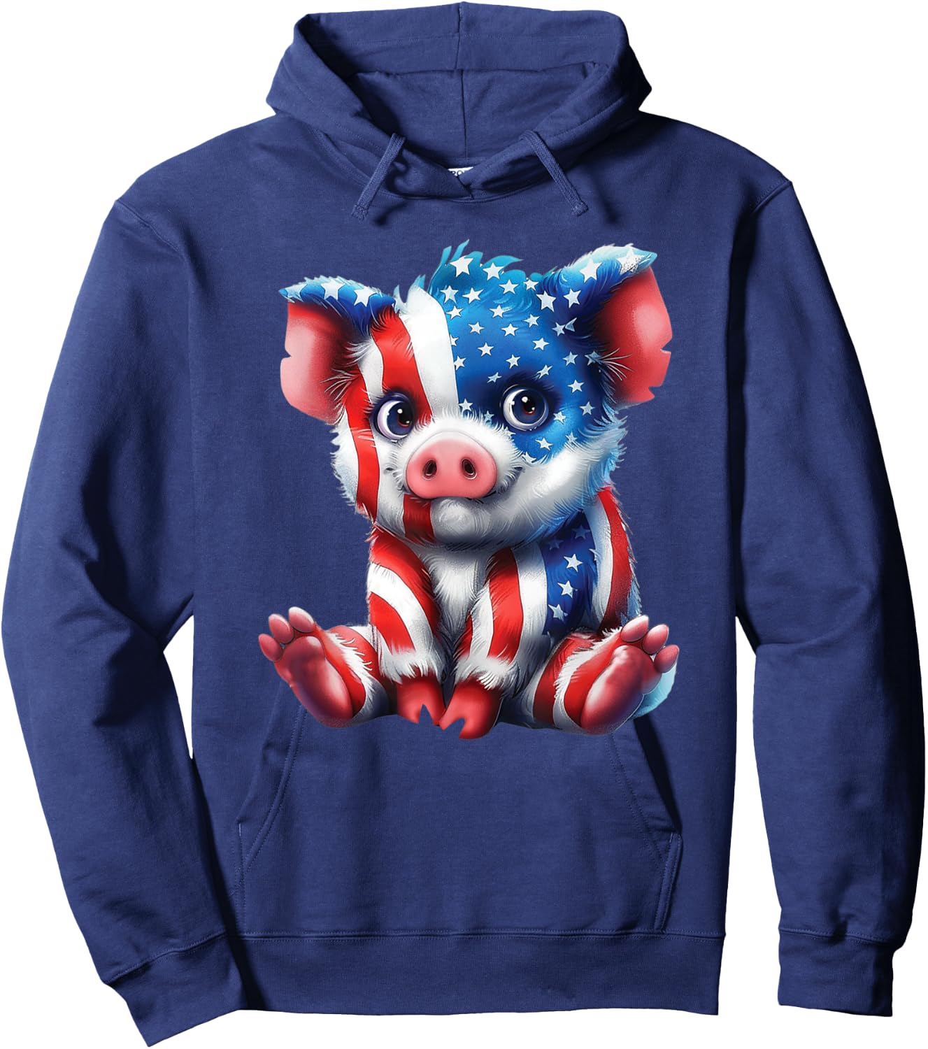 Red White and Blue Baby Pig T Shirt Hoodie - Hoodie | Navy