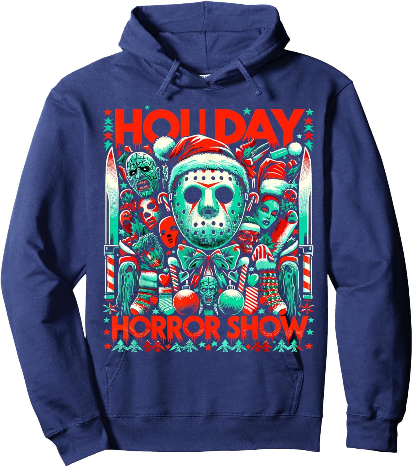 Holiday Horror Show - Slasher and Christmas Fusion Hoodie - Hoodie | Navy