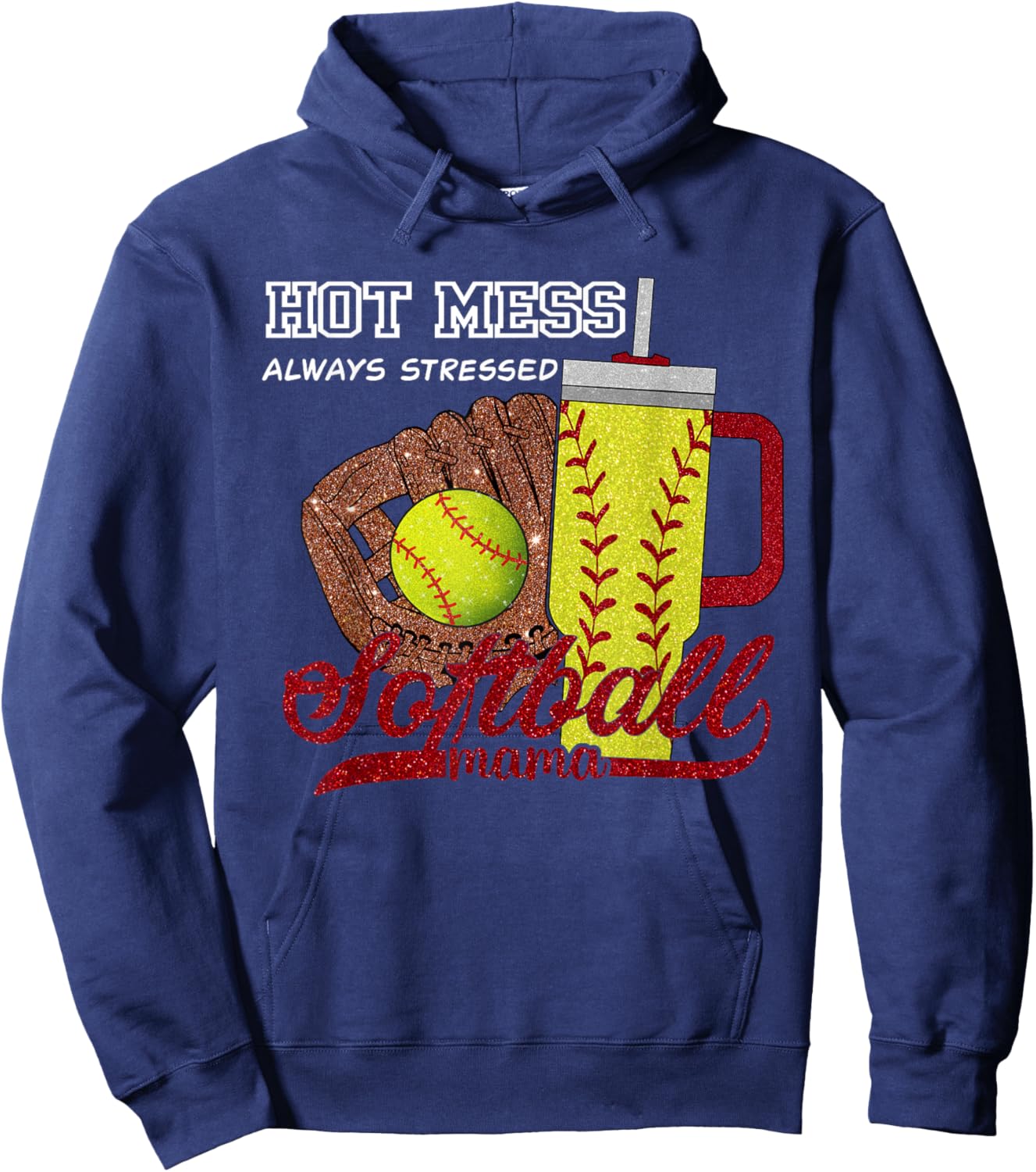 Softball Mom Game Day Vibes Mothers Day Women Softball Mama Hoodie - Hoodie | Navy