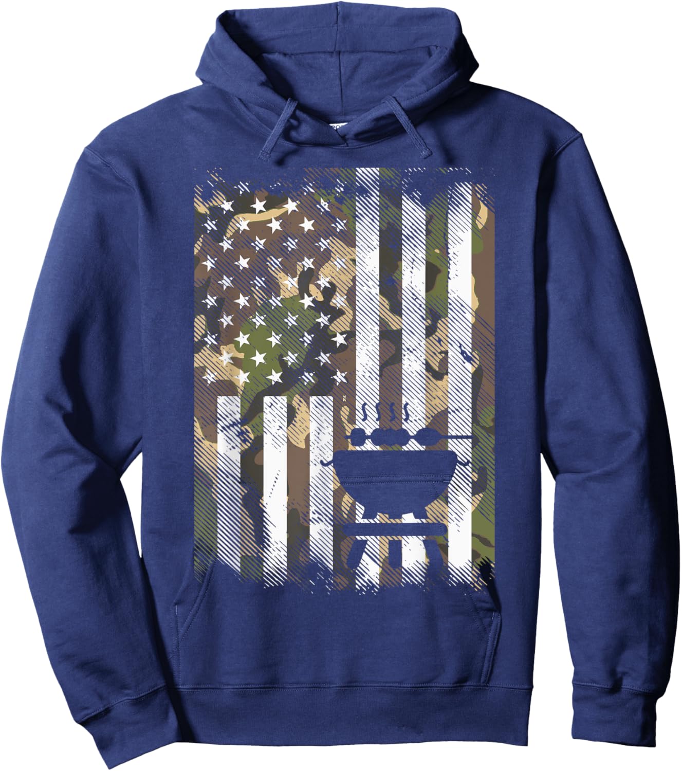 Bbq Grill America Flag Camo Barbecue 4th July Women Men Kids Hoodie - Hoodie | Navy