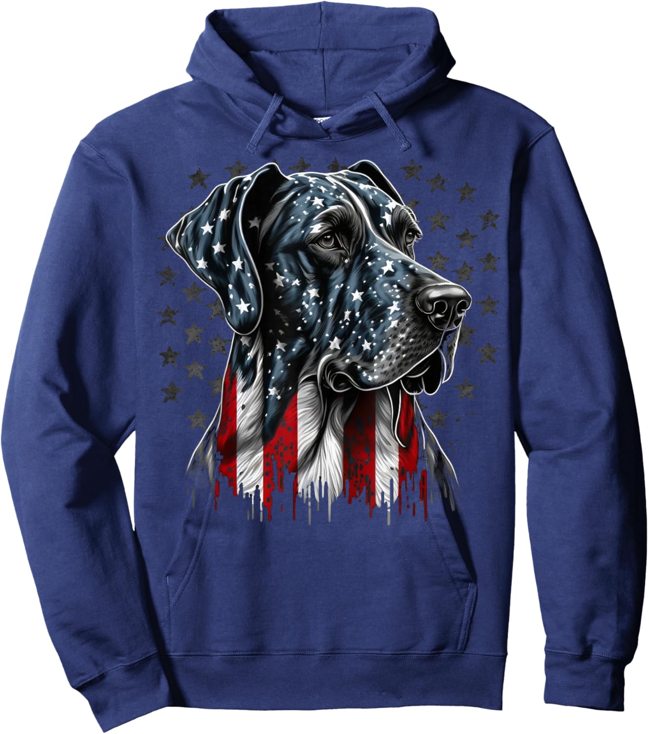 USA 4th Of July Great Dane on Patriotic American Great Dane Hoodie - Hoodie | Navy