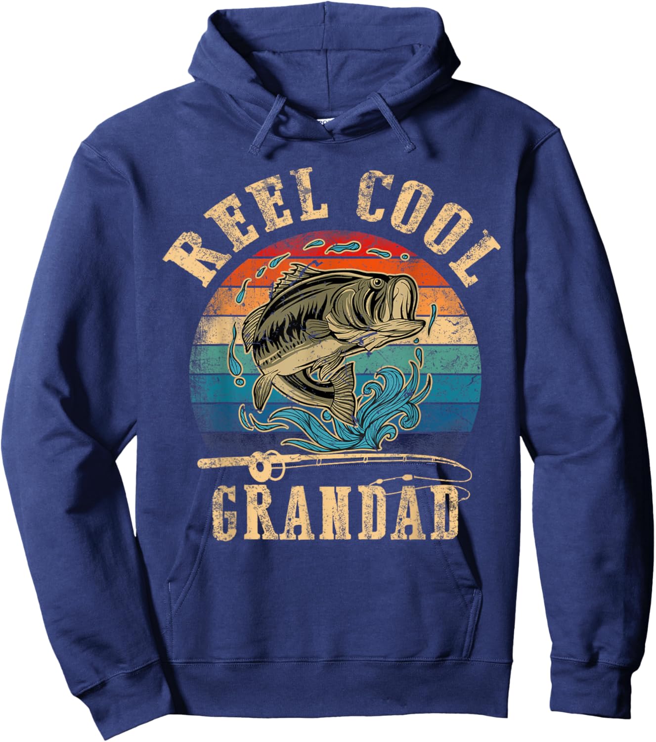 Vintage Reel Cool Grandad Fish Fishing Shirt Father's Day Hoodie - Hoodie | Navy
