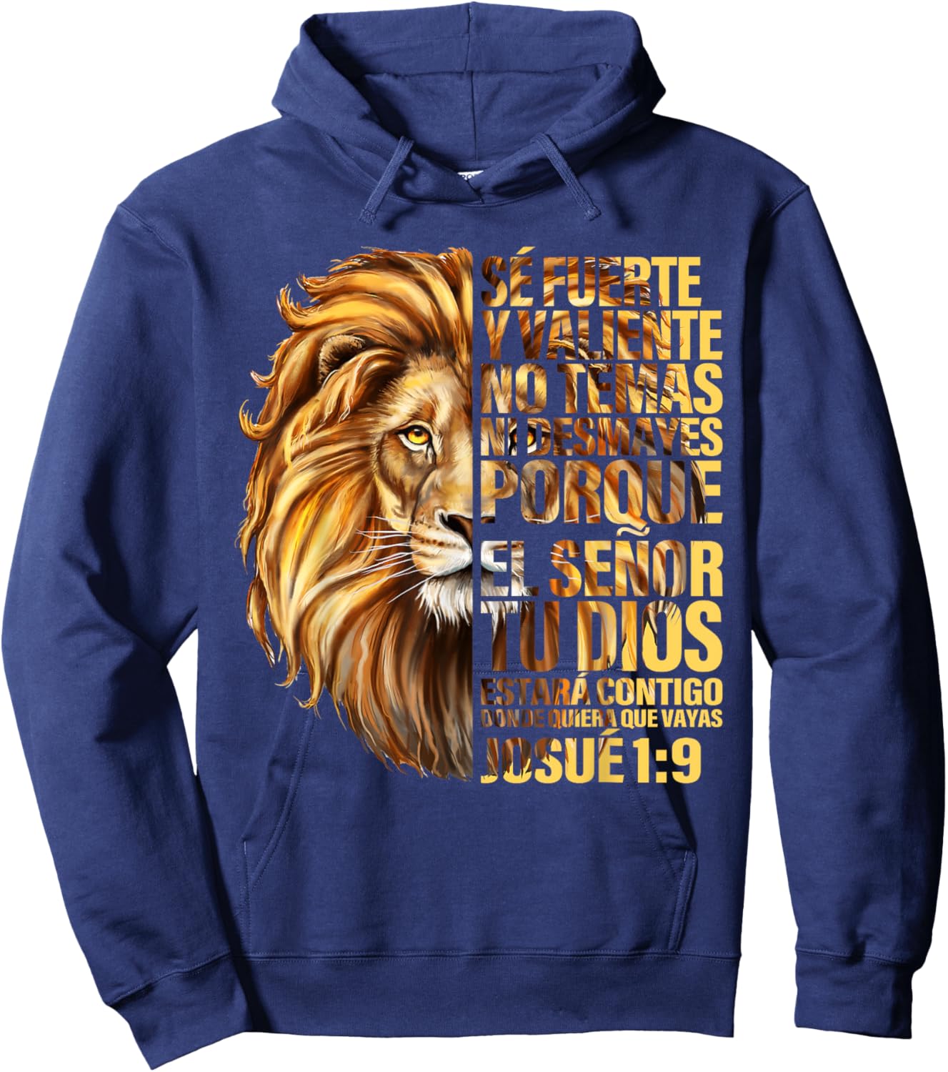 Spanish Christian Bible Verse Se Fuerte Y Valiente Josue 1:9 Hoodie - Hoodie | Navy