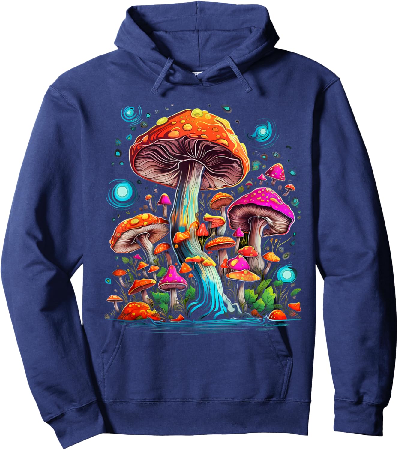 Hippie Mushrooms Psychedelic Forest Fungi Festival Hoodie - Hoodie | Navy