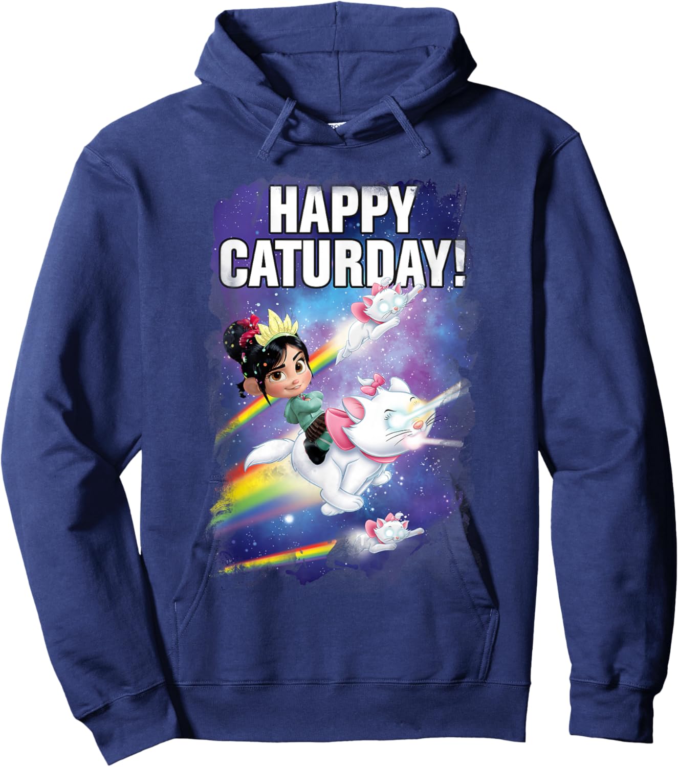 Disney Wreck-It Ralph Happy Caturday Vanellope & Marie Space Hoodie - Hoodie | Navy