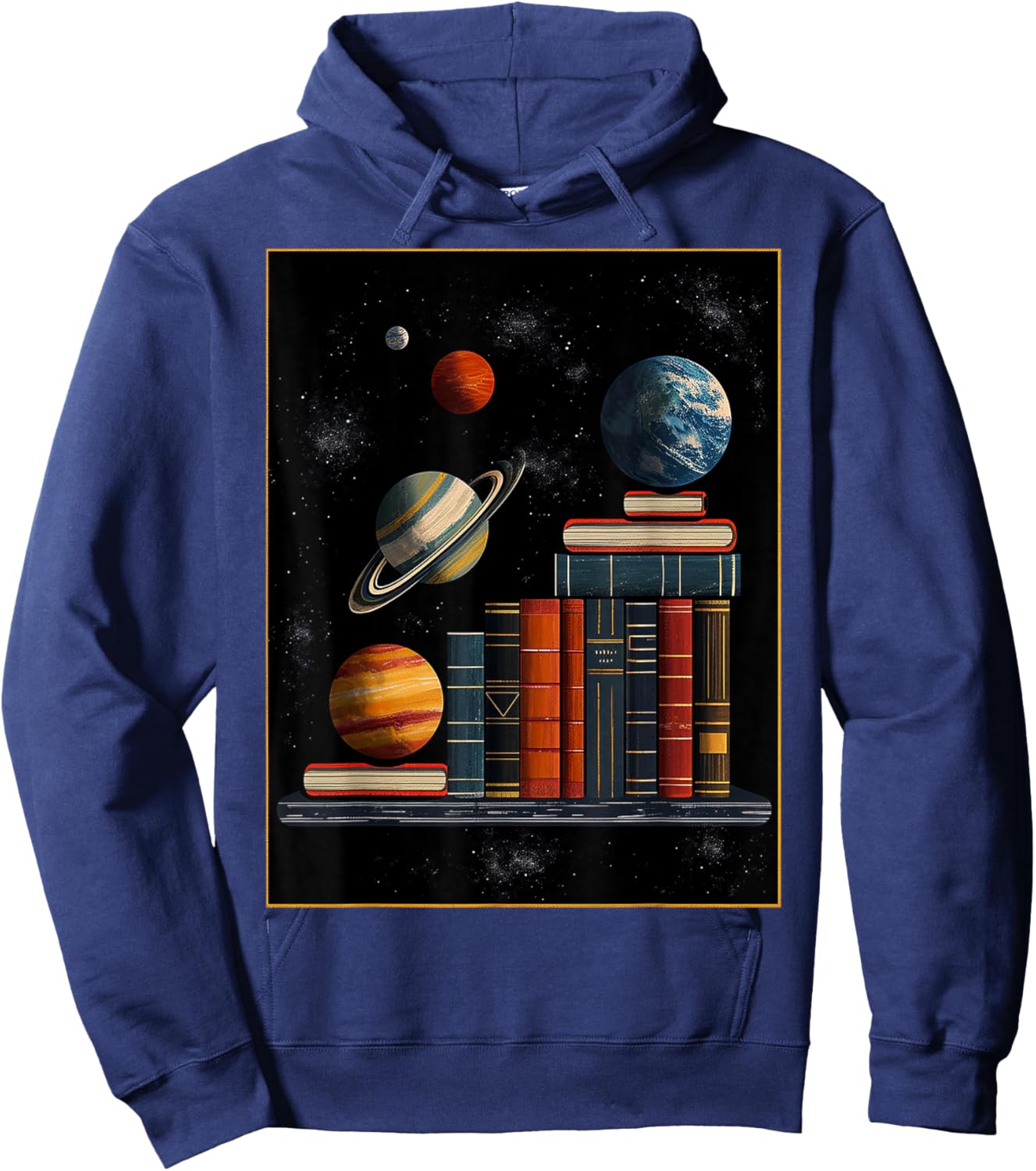 Book Planets Illustration Graphic Fantasy Art Hoodie - Hoodie | Navy