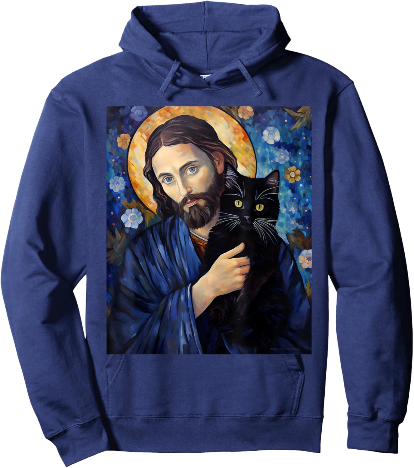 Black Cat Jesus Shirts Funny Christian Hoodie - Hoodie | Navy