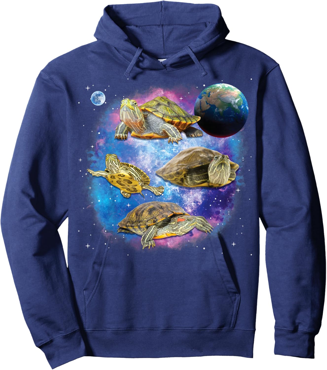 Red Eared Slider in Space, Funny Red Eared Slider Hoodie - Hoodie | Navy