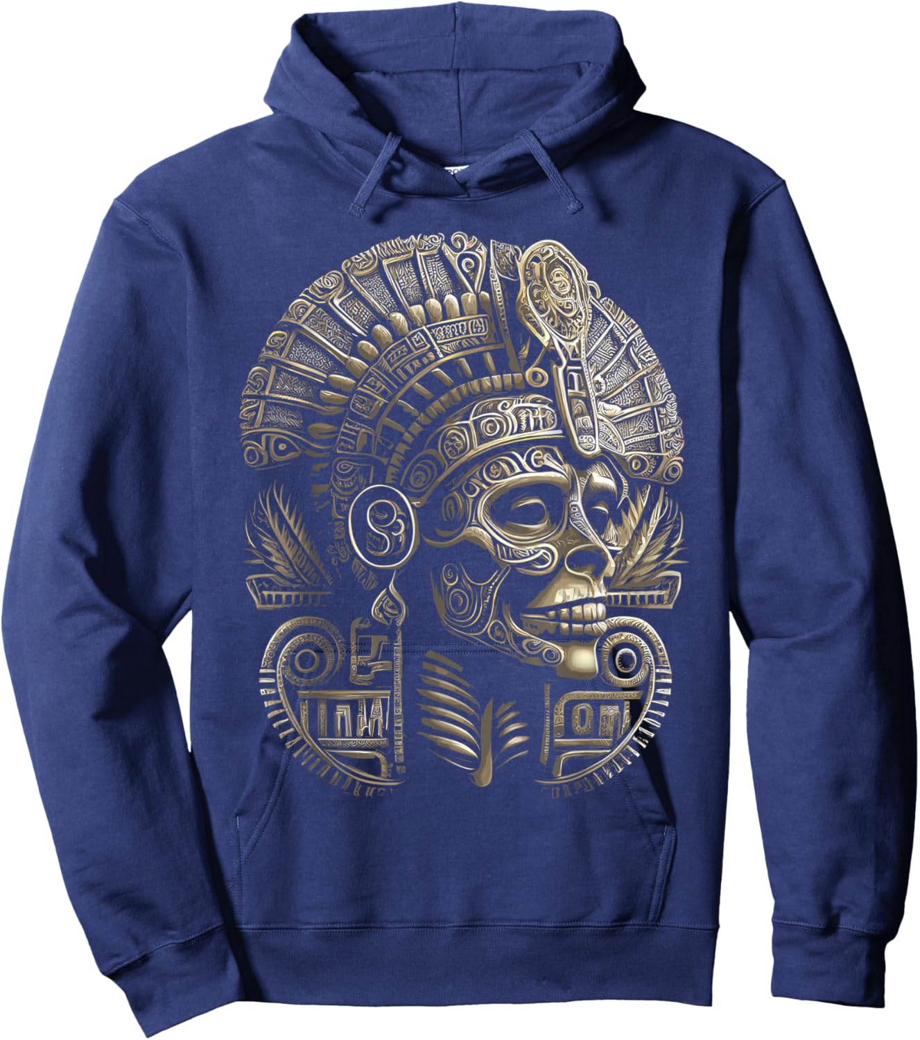 Mexican Mictlantecuhtli Aztec God of Death Skull Hoodie - Hoodie | Navy