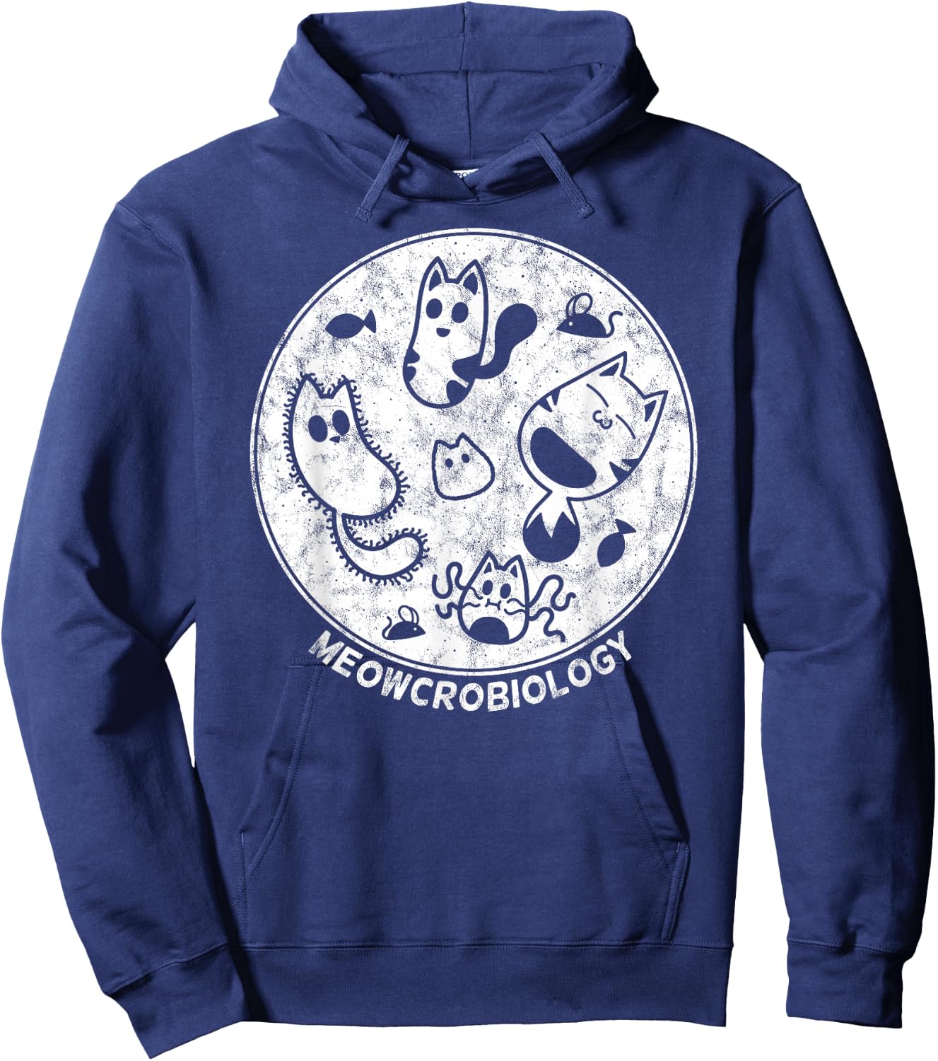 Cute Cat Distressed Bacteria Microbiology Science Lab Small Hoodie - Hoodie | Navy