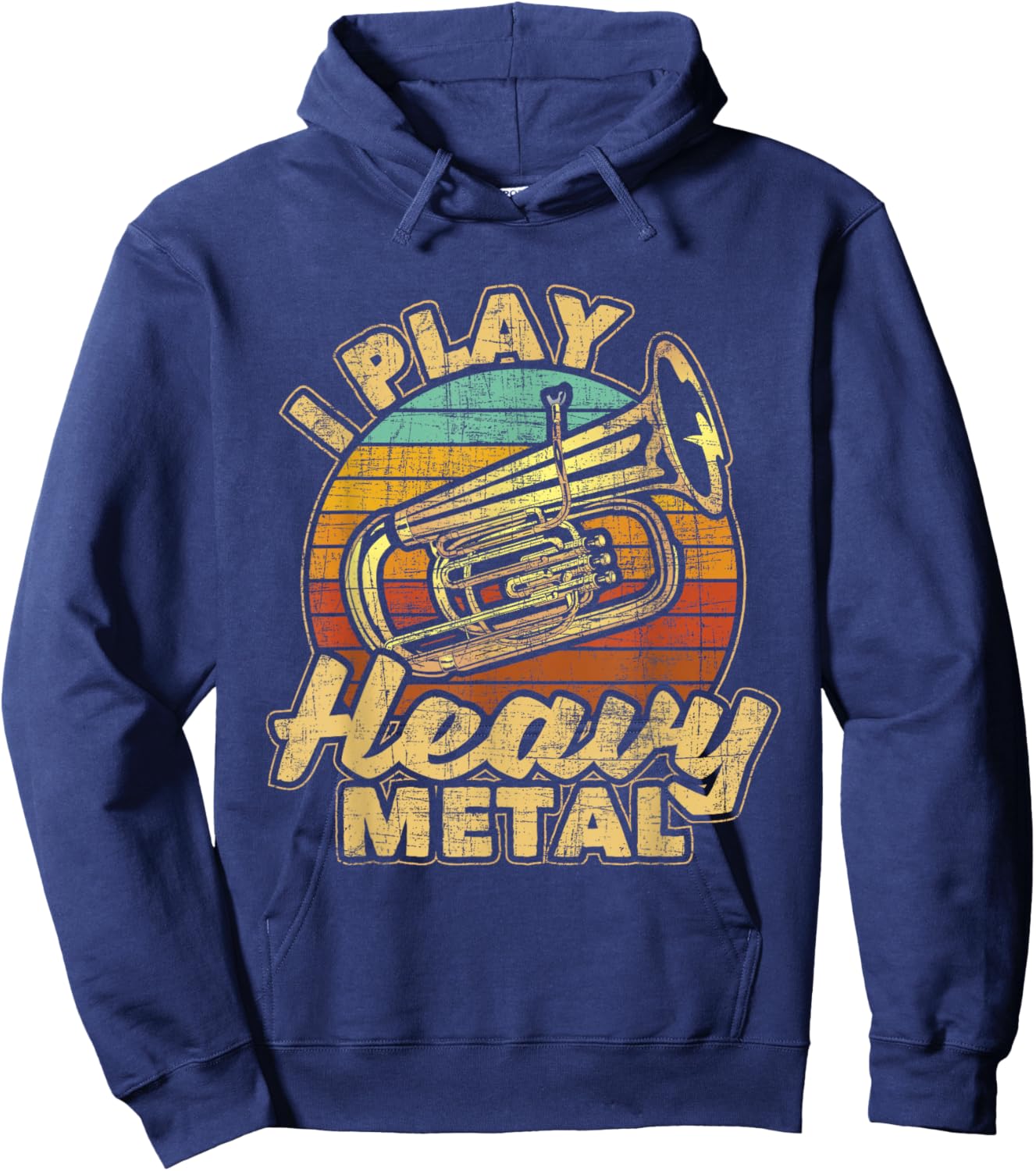I Play Heavy Metal - Colorful Retro Baritone Marching Band Hoodie - Hoodie | Navy