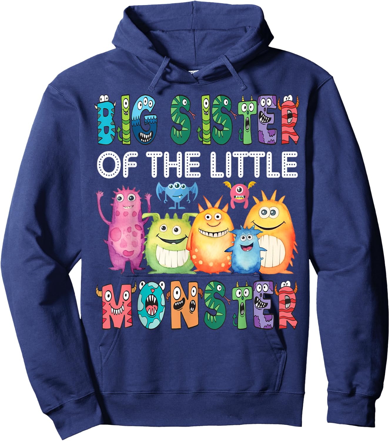 Big Sister Of The Little Monster Kids 1St Birthday Party Hoodie - Hoodie | Navy