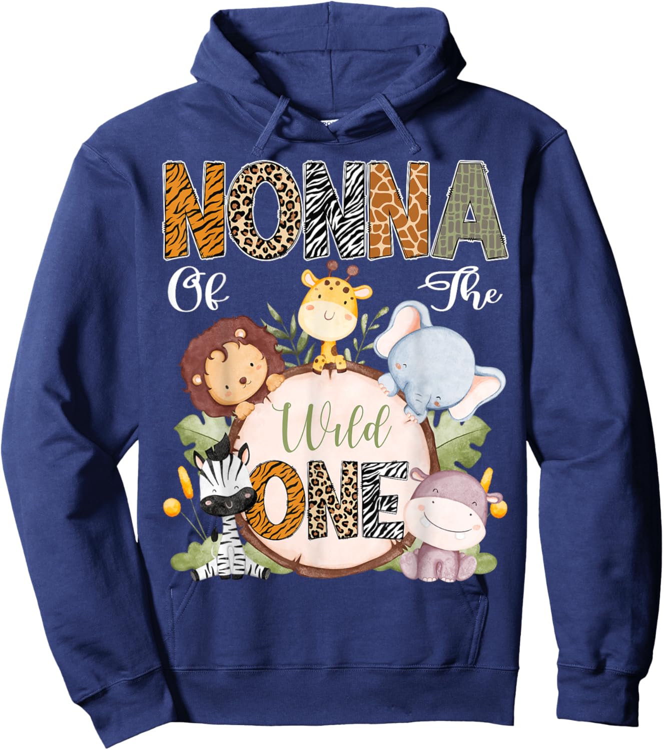 Nonna Of The Wild One 1St Birthday Safari Woodland Hoodie - Hoodie | Navy