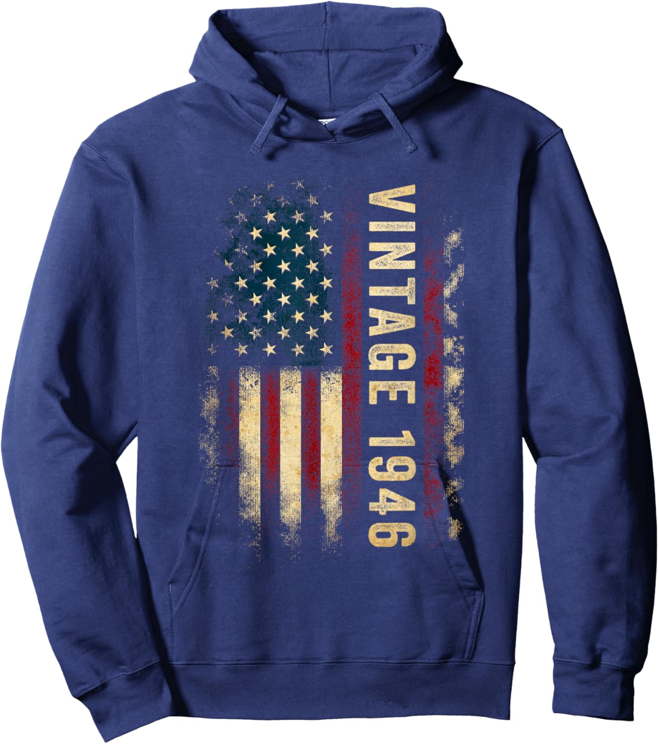 Vintage Made In 1946 American Flag 80th Birthday Gifts Men Hoodie - Hoodie | Navy