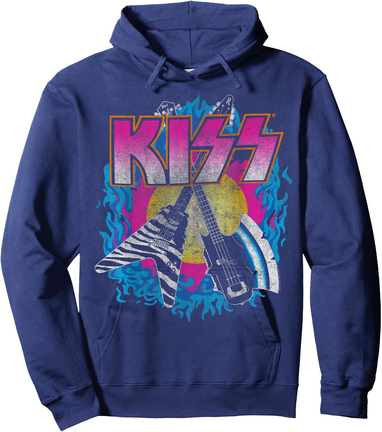 KISS - Young & Wasted Adults , Black, Small, Short Sleeve, Classic Fit Hoodie - Hoodie | Navy
