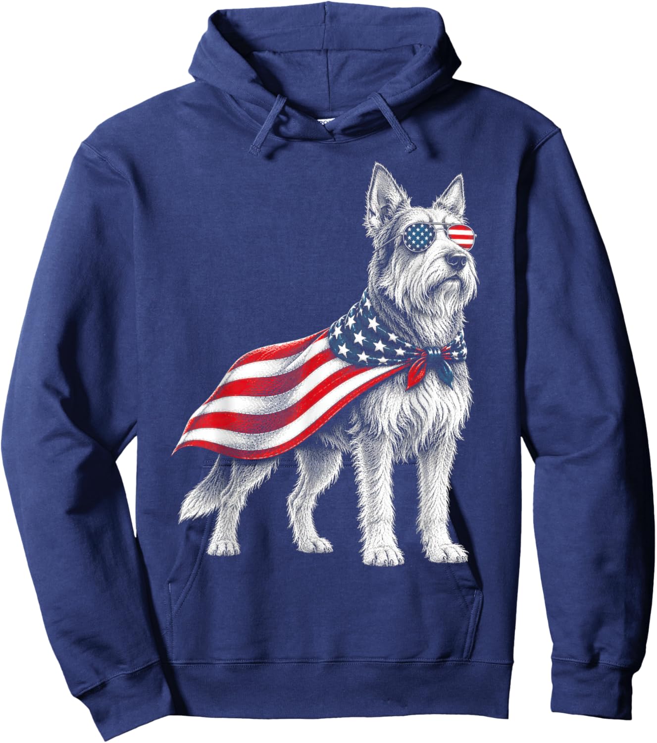 Berger Picard 4th of July US American Flag Dog Patriotic Hoodie - Hoodie | Navy