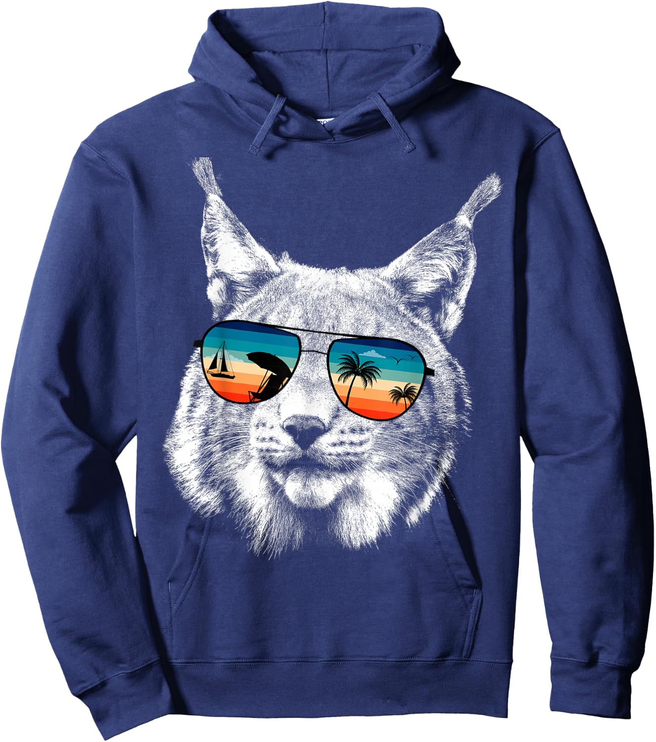 BOBCAT Shirts With Glasses Sunglasses Retro Style Hoodie - Hoodie | Navy