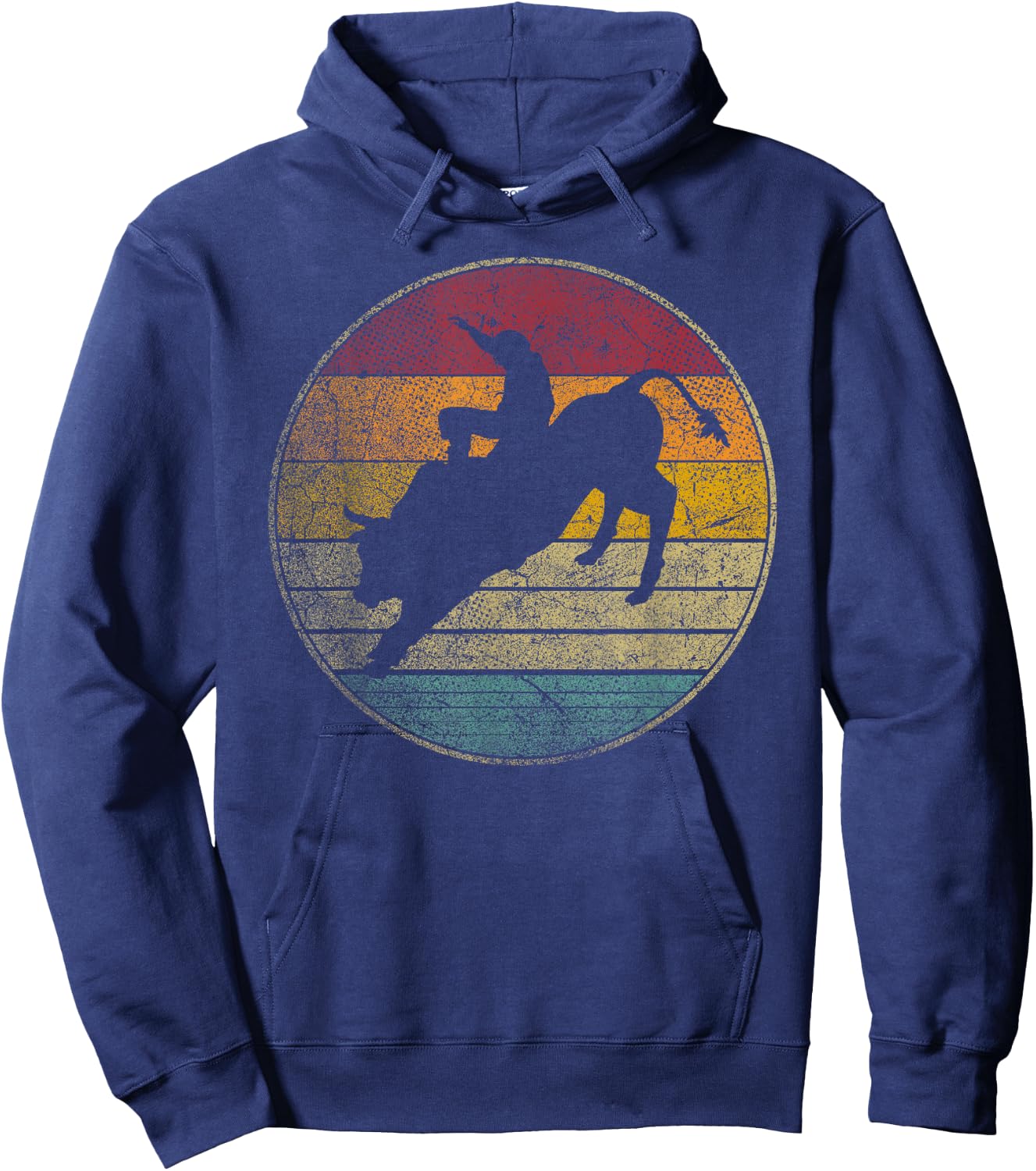 Rodeo Retro Style Bull Riding Cowboy Horse Men Women Kids Hoodie - Hoodie | Navy