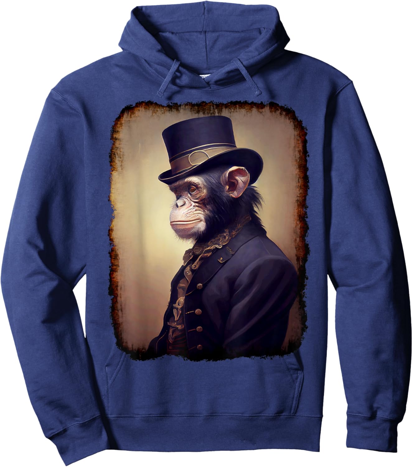Victorian Style Portrait Of A Chimpanzee, Steampunk, Monkey Hoodie - Hoodie | Navy