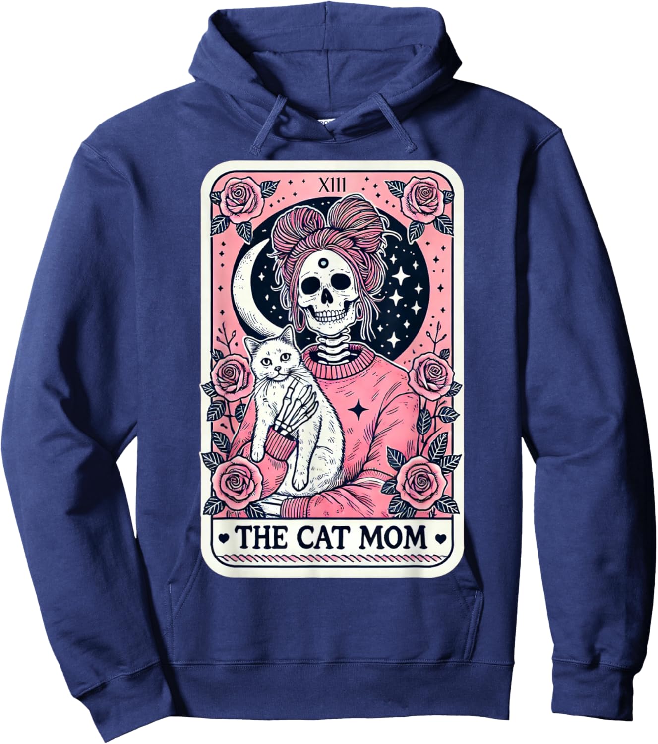 The Cat Mom Tarot Card: Mothers Day Cat Lover Men Women Hoodie - Hoodie | Navy