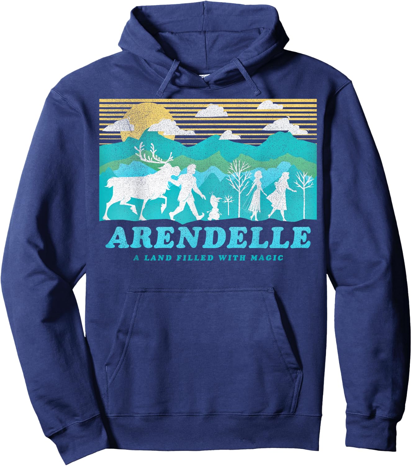 Disney Frozen 2 Arendelle Group Silhouette Poster Hoodie - Hoodie | Navy