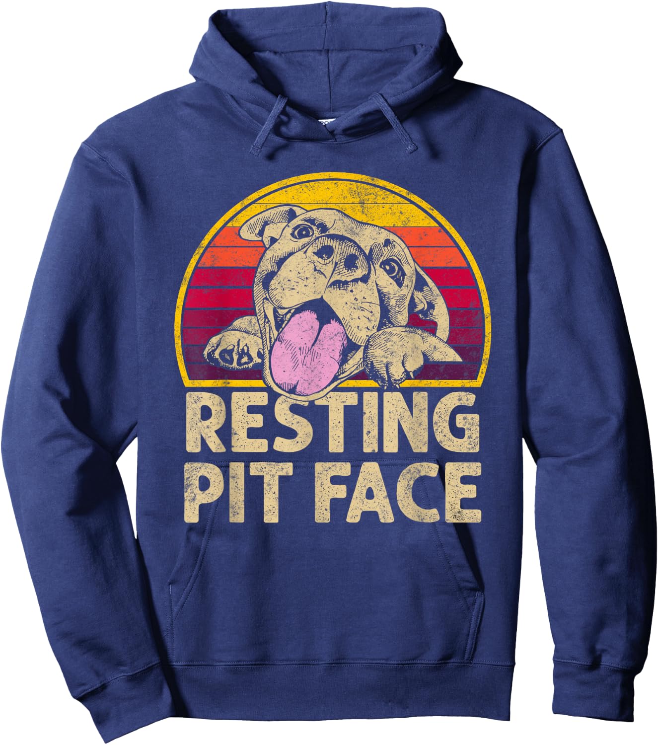 Dog Pitbull Resting Pit Face Funny Gift Pitbull Lovers Men Women Hoodie - Hoodie | Navy