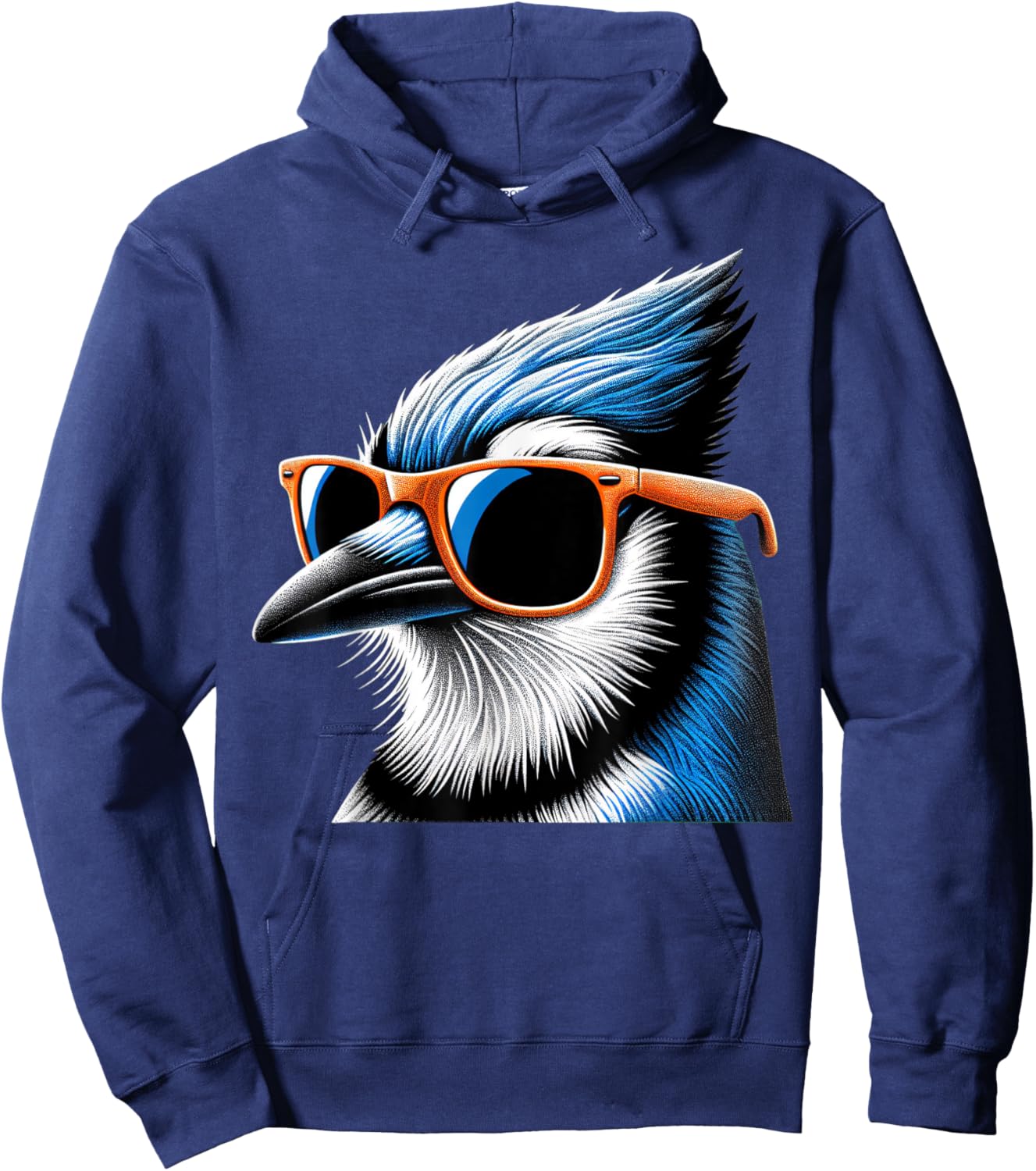 Cool Blue Jay Bird Wearing Sunglasses Graphic Art Hoodie - Hoodie | Navy