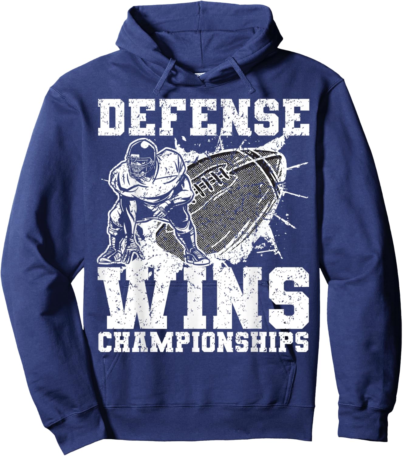 Defense wins Championships | Football Defence Lineman Hoodie - Hoodie | Navy