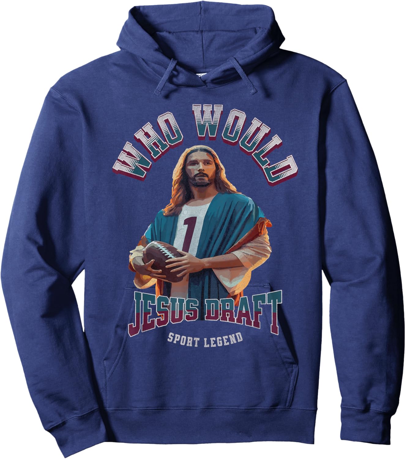 Who Would Jesus Draft Fantasy Football Christian Draft Party Hoodie - Hoodie | Navy