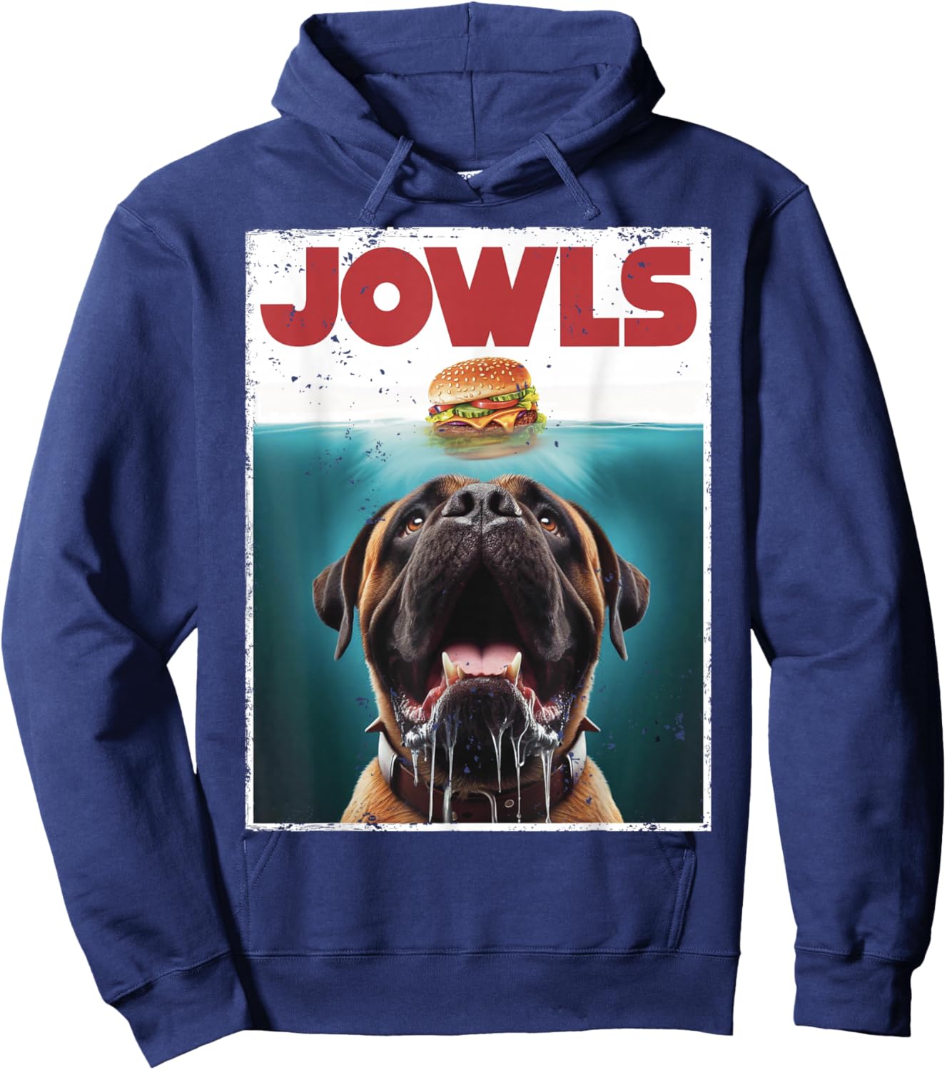 Cute English Mastiff Jowls Burger, Bullmastiff, Dog Mom, Dad Hoodie - Hoodie | Navy