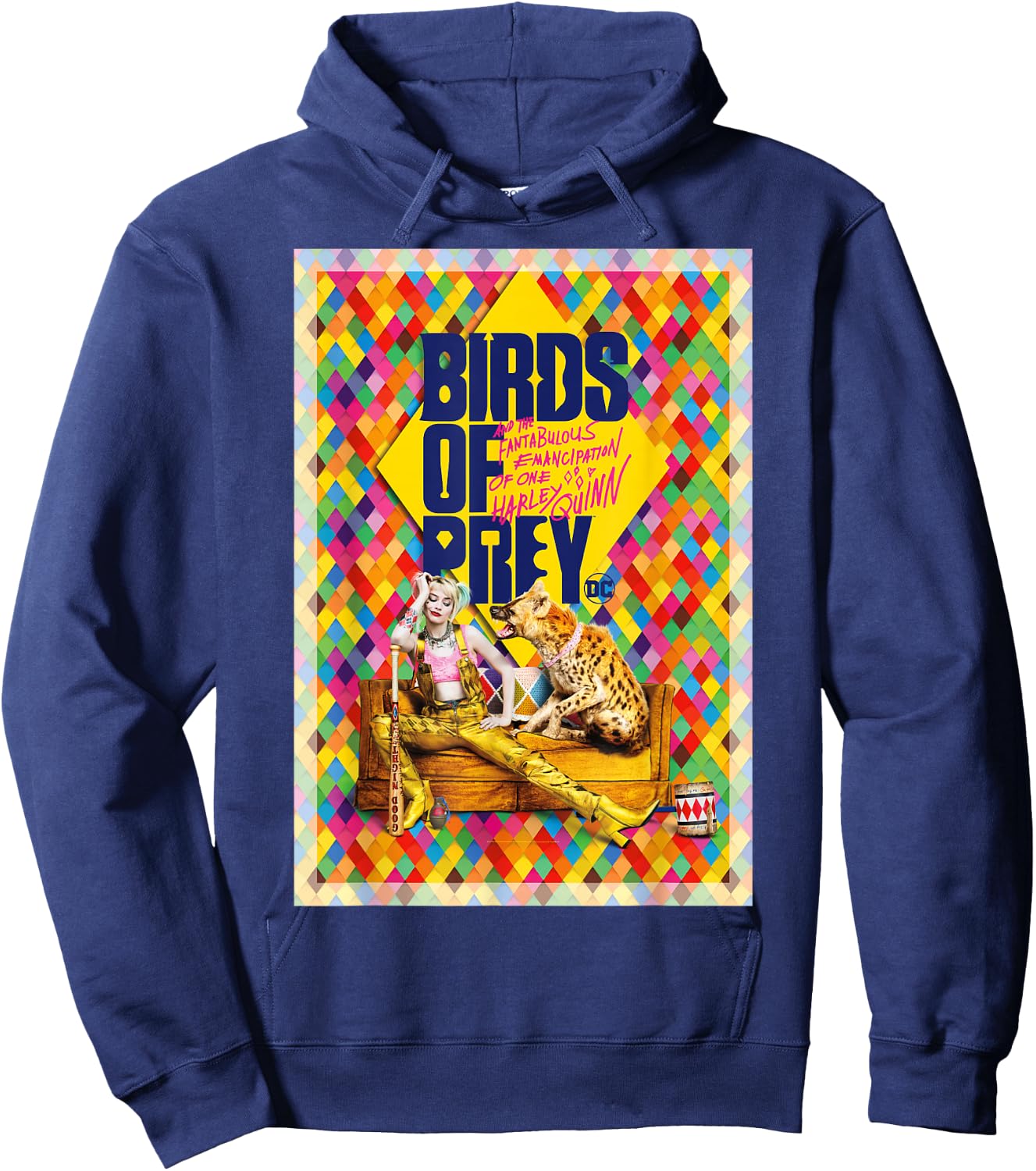Birds Of Prey Harley Quinn Colorful Diamonds Poster Hoodie - Hoodie | Navy
