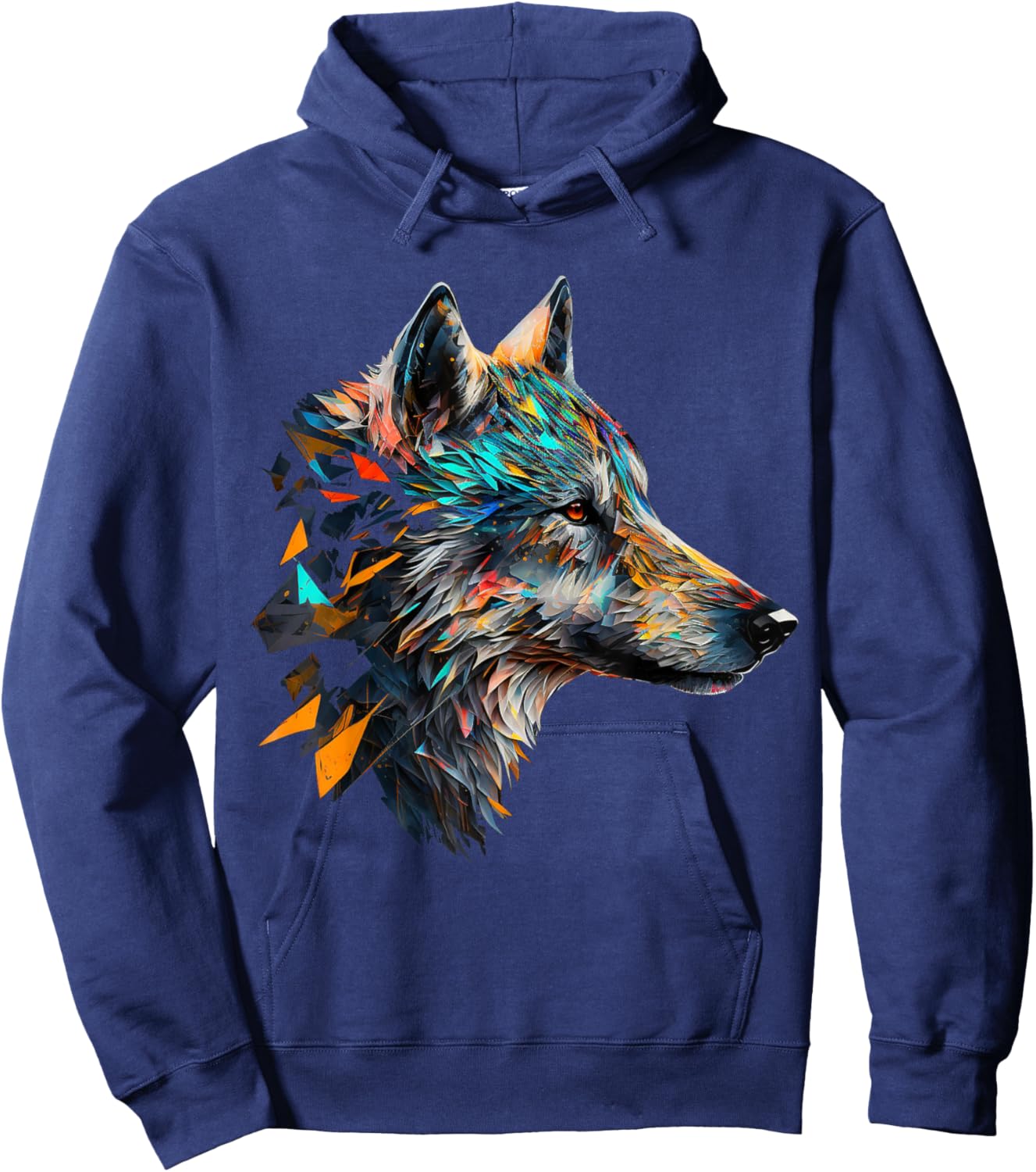 Wolf Colourful Animal Print Artwork Polygon Wolf Hoodie - Hoodie | Navy