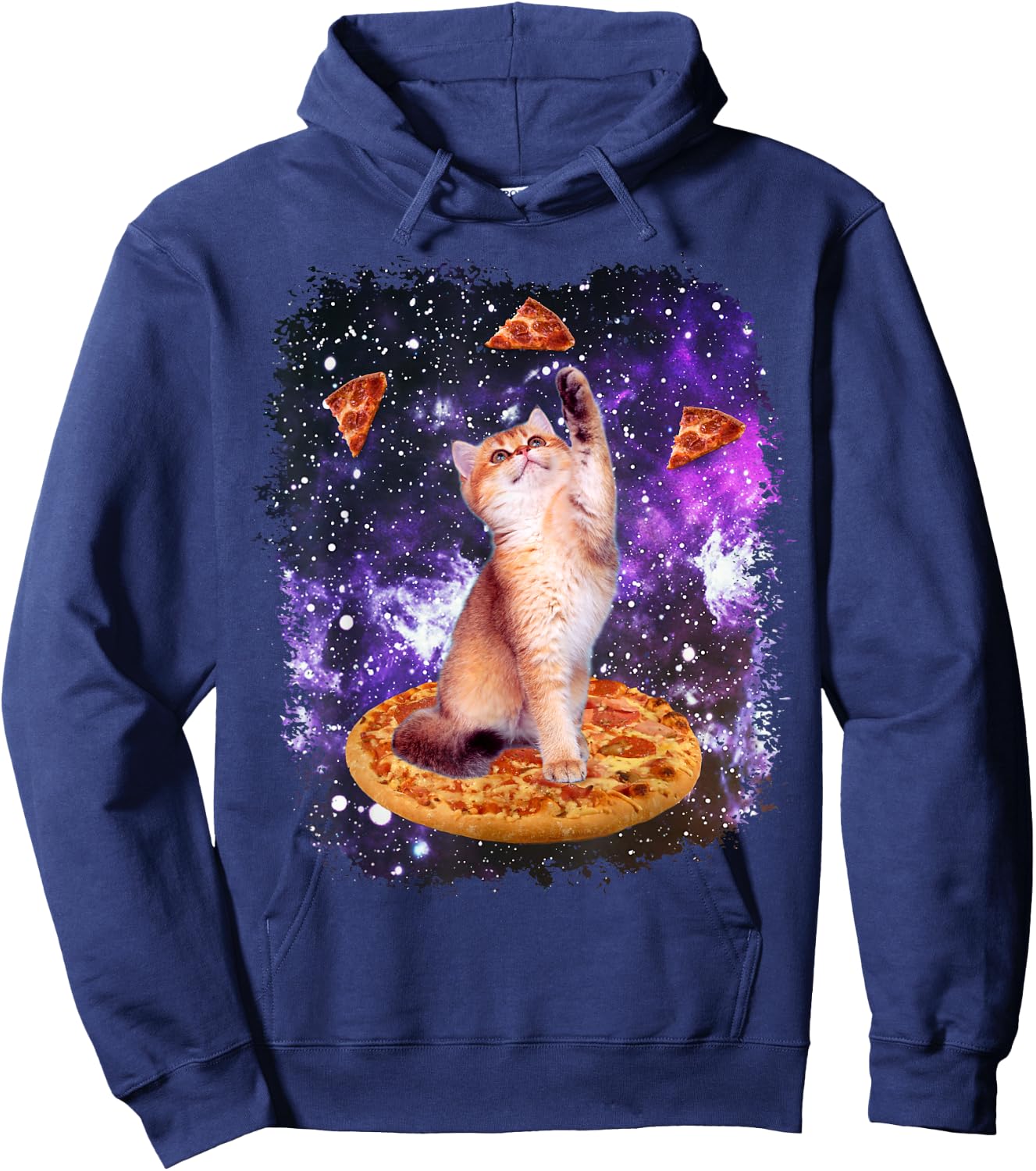 Space Cat Pizza Cat Galaxy Cute Kitty In Space Pizza Lovers Hoodie - Hoodie | Navy