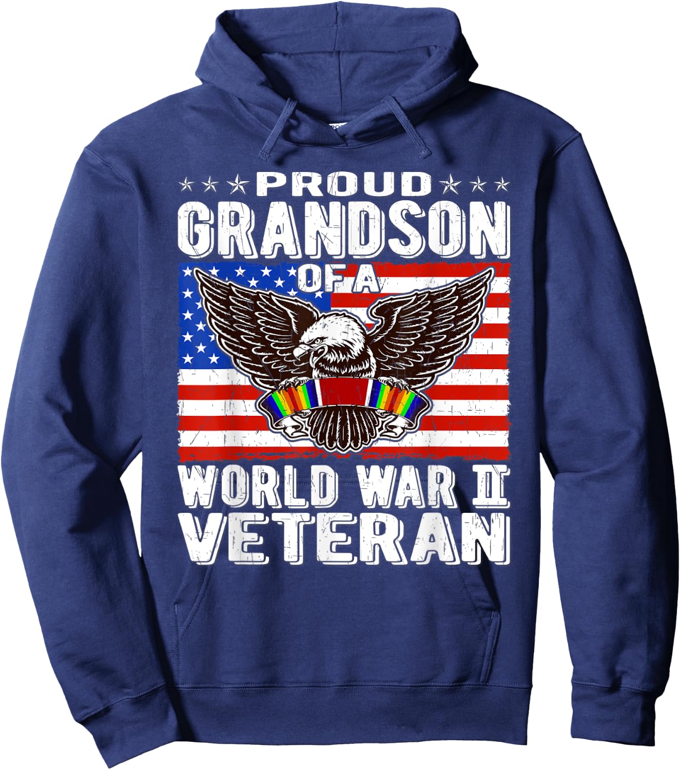 Proud Grandson Of A World War 2 Veteran - Patriotic WW2 Gift Hoodie - Hoodie | Navy