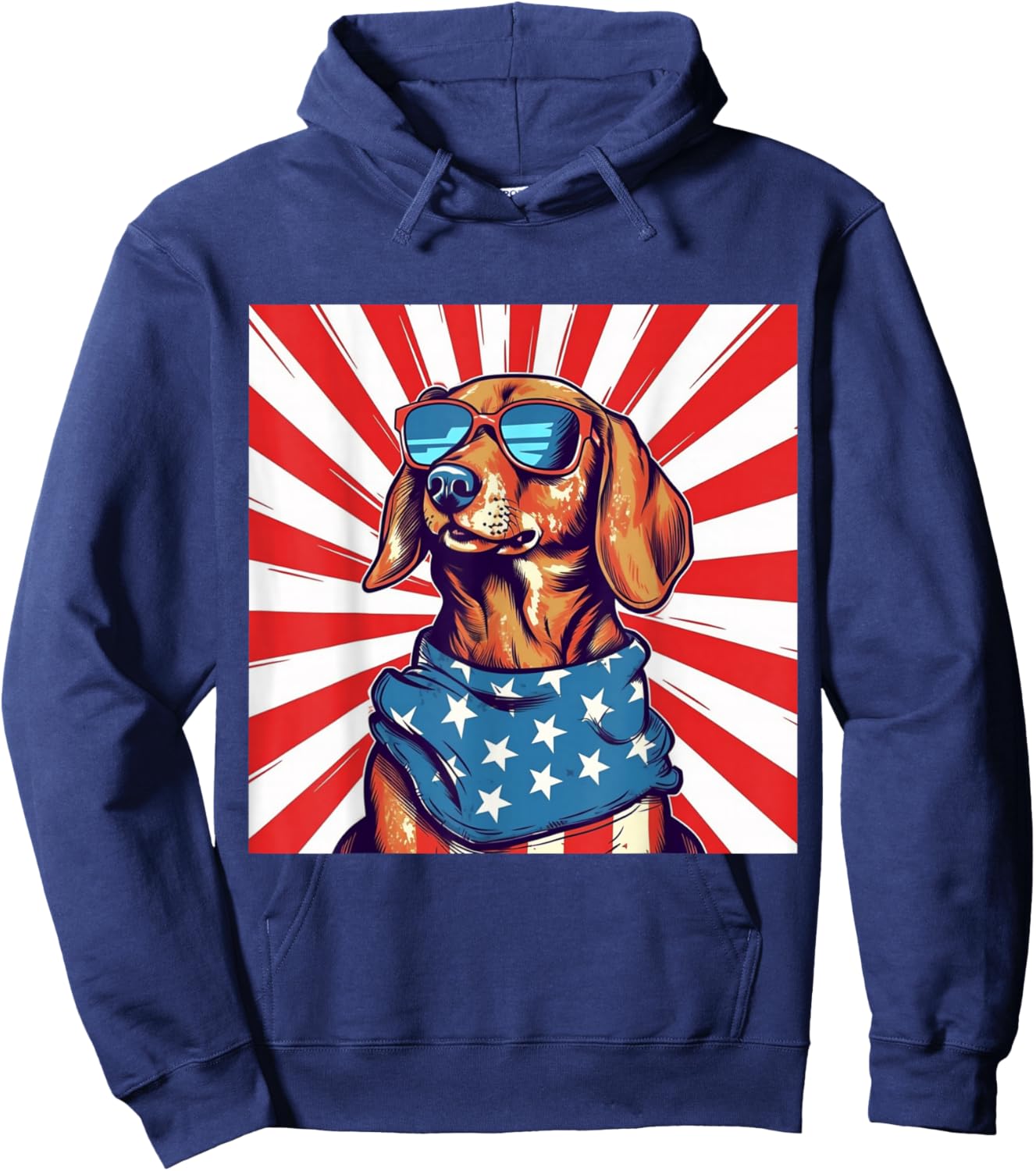 4th of July Funny Dachsund Weiner Dog Weenie USA America Hoodie - Hoodie | Navy