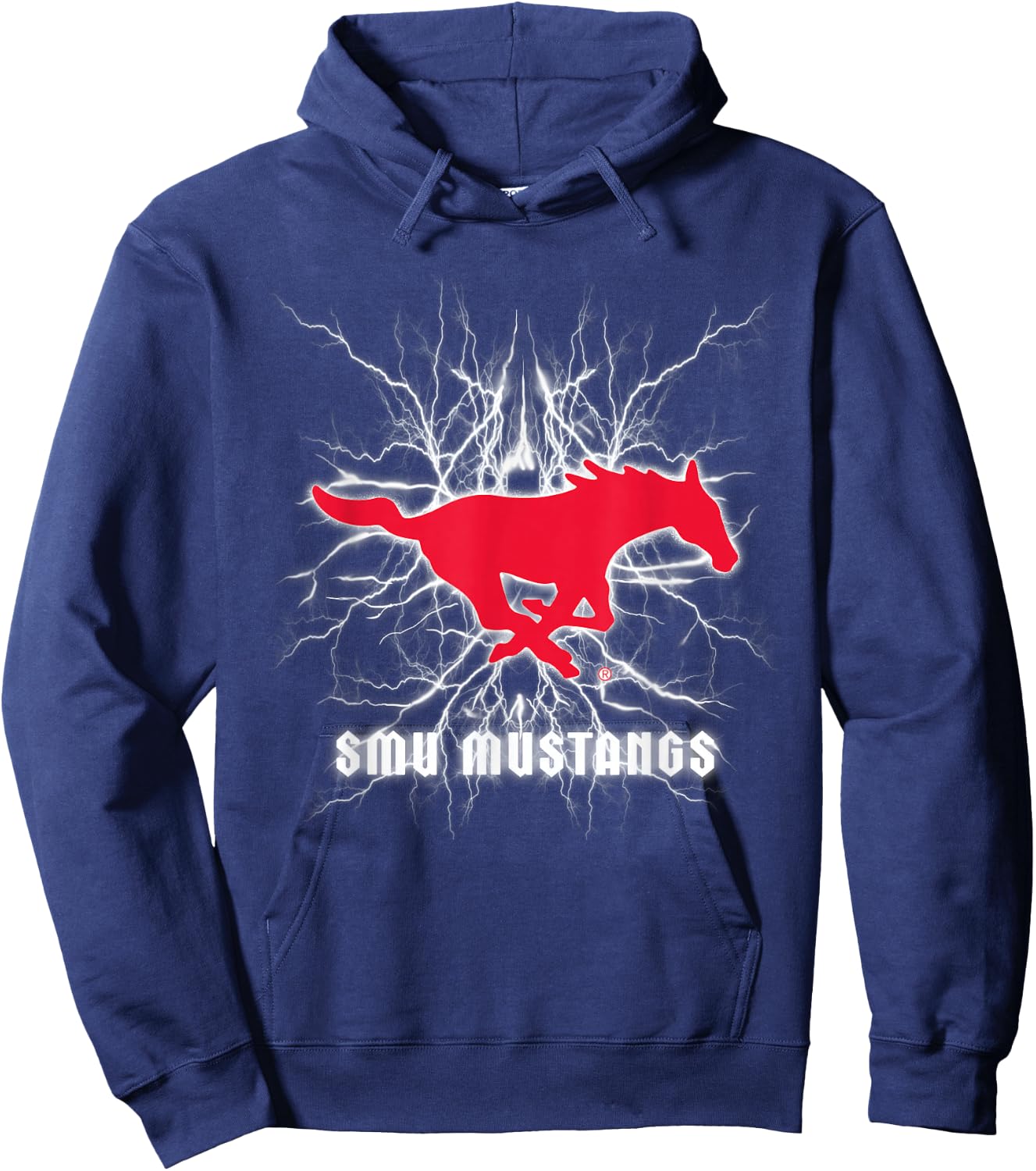 Elite Authentics SMU Mustangs 90's Lightning - Black, Small, -Adult Hoodie - Hoodie | Navy