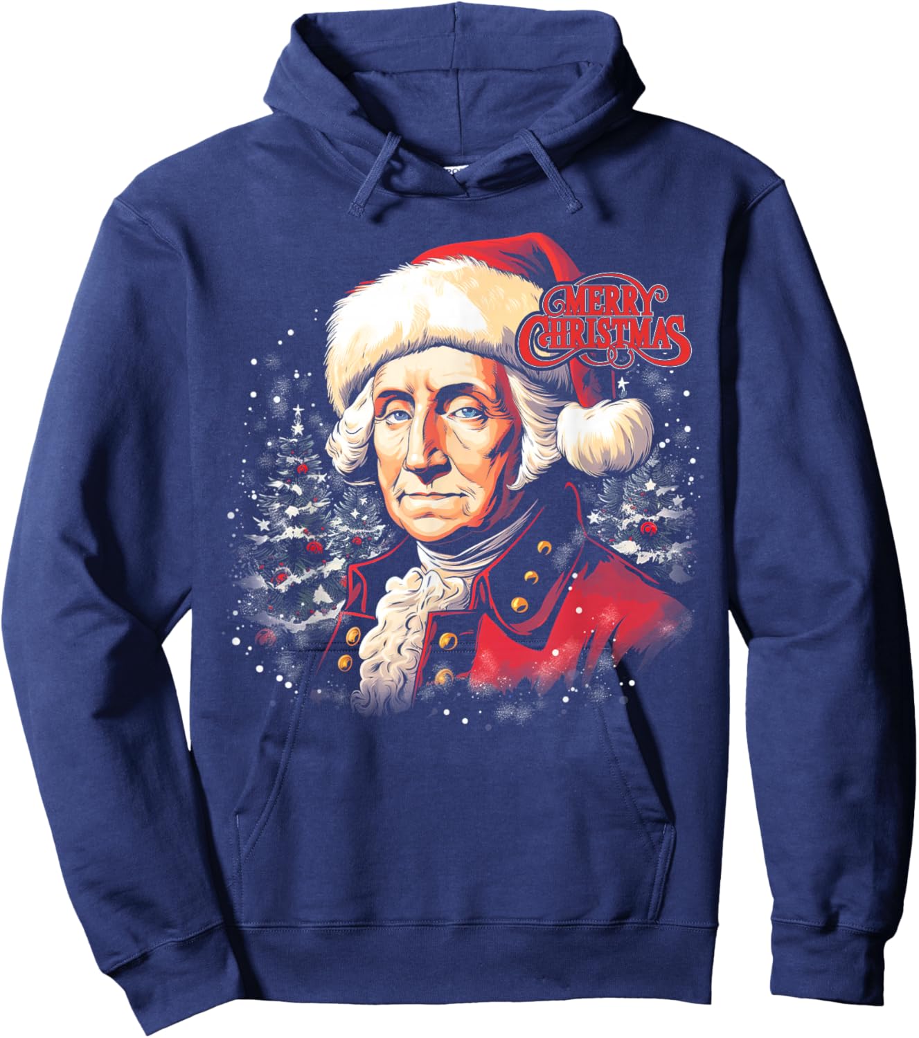 George Washington Funny Merry Christmas Santa Holiday Hoodie - Hoodie | Navy