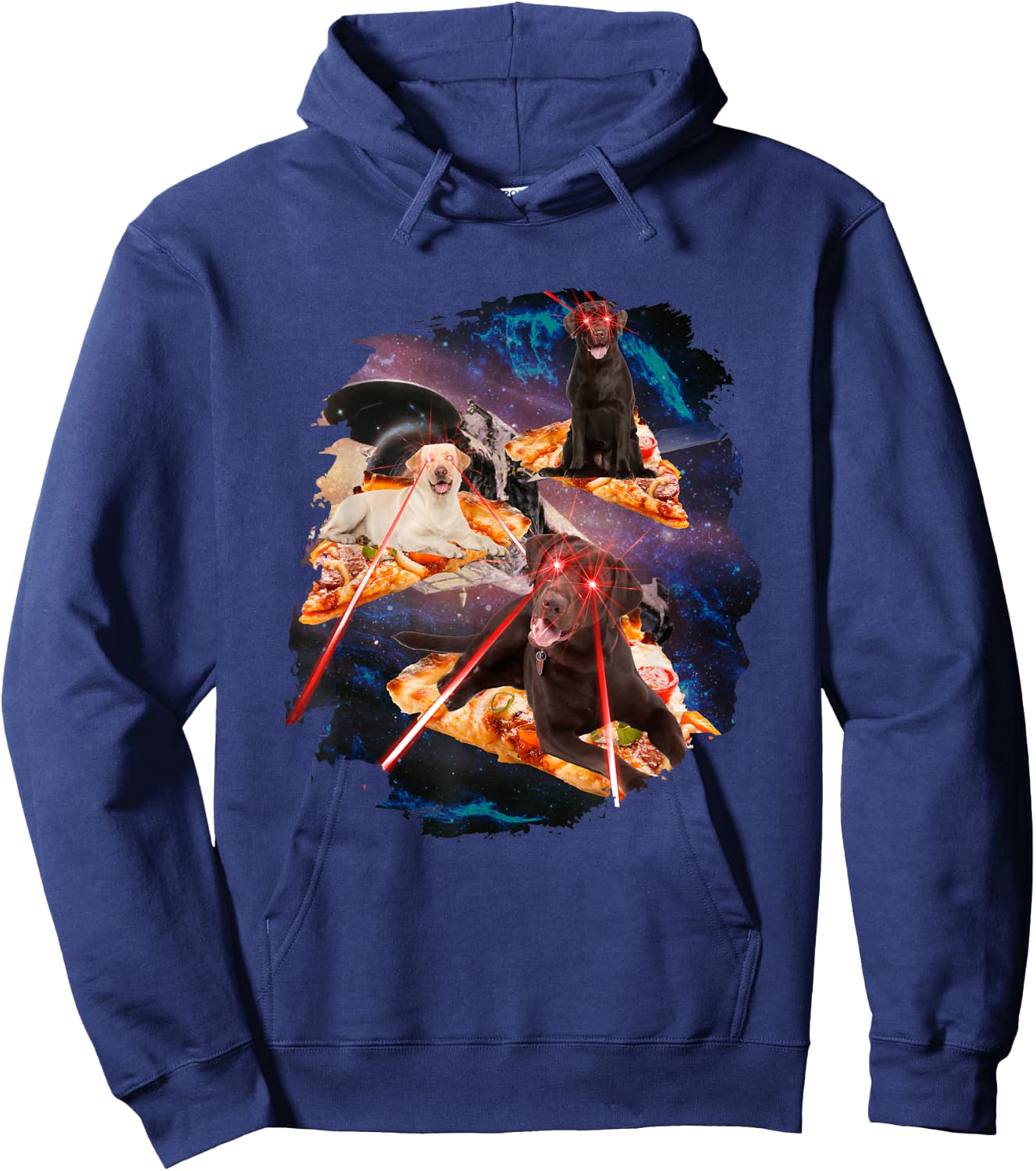 Dogs with Laser Eyes I Dog Puppy Laser Space Pizza Hoodie - Hoodie | Navy