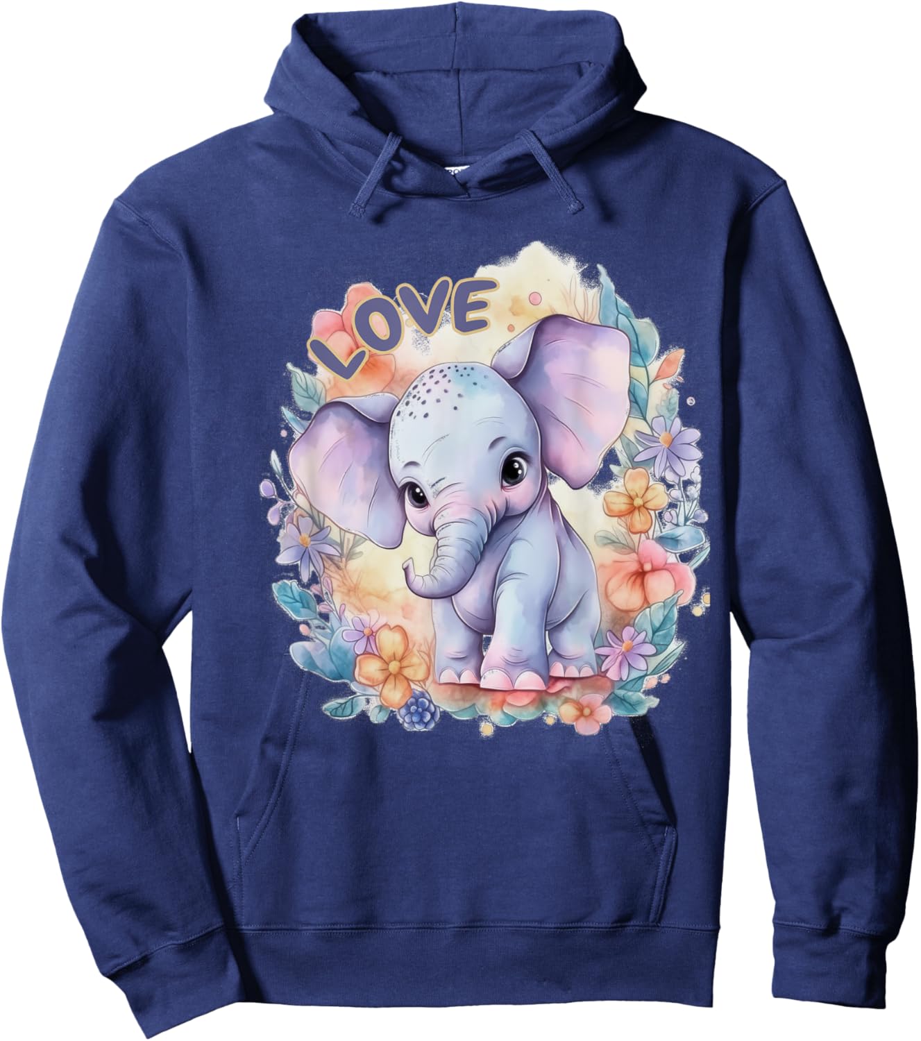Elephant Baby Sweet Gift Girl Love Flowers Hoodie - Hoodie | Navy